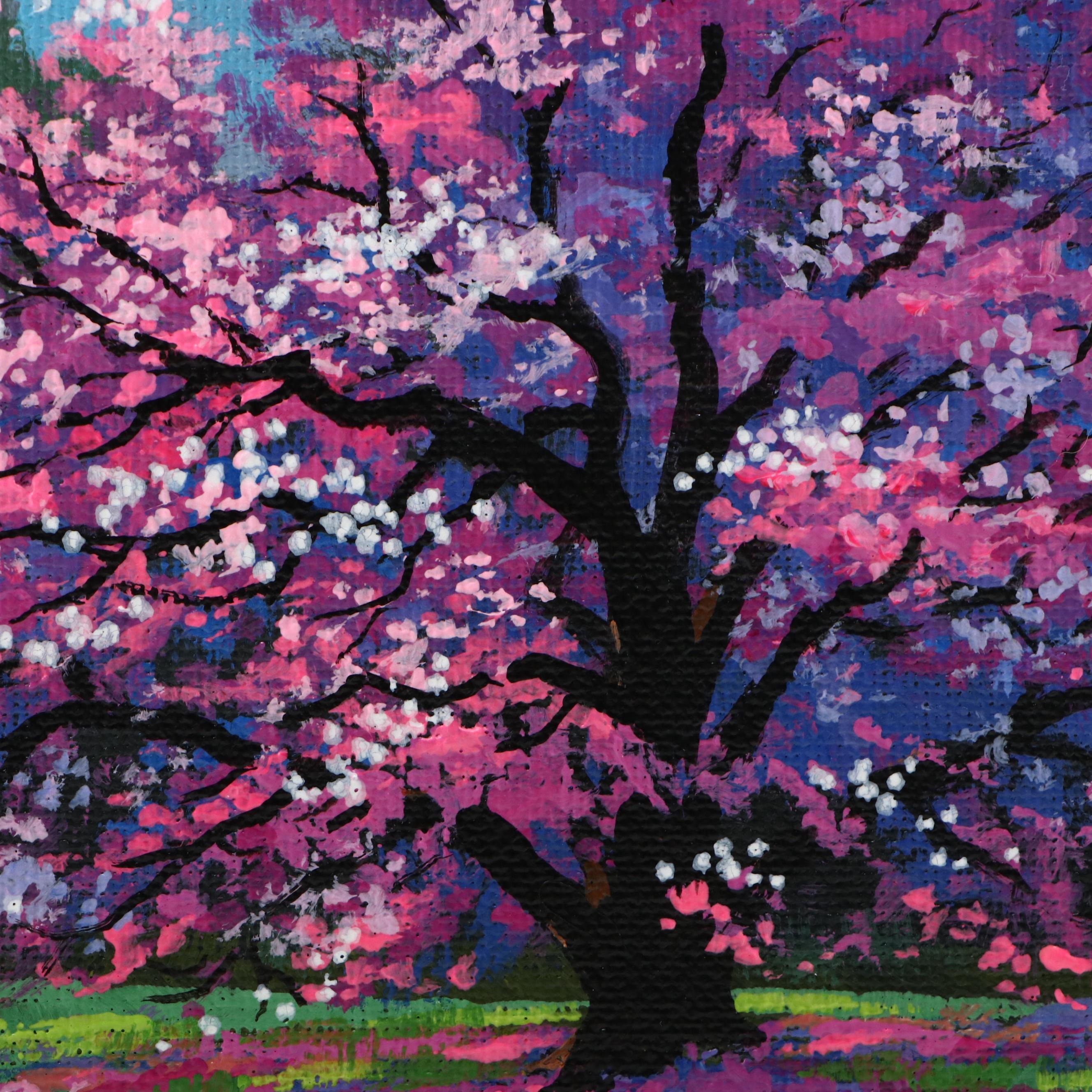 Doug "Bumo" Johnpeer Blossoming Tree Landscape Oil Painting, 2025
