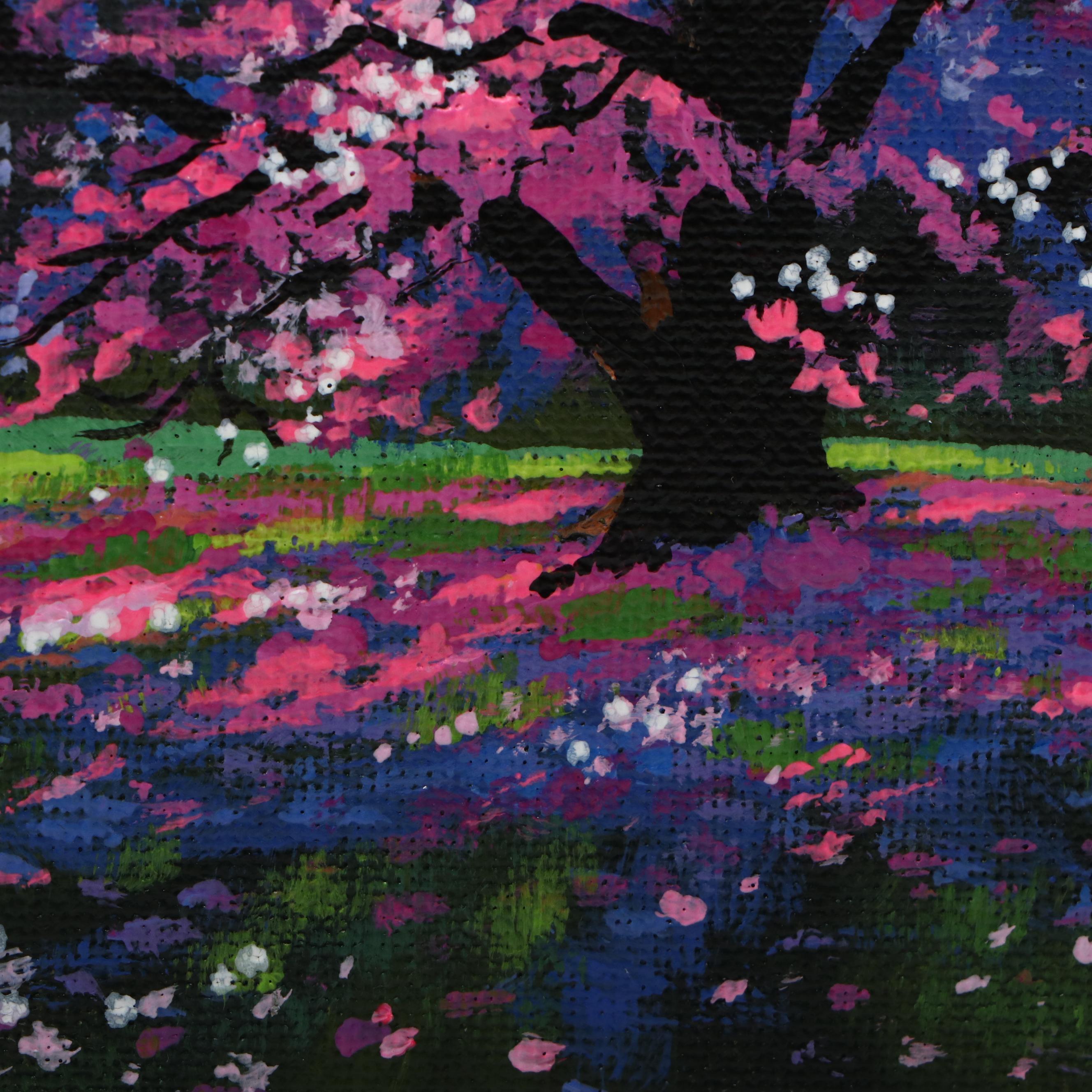 Doug "Bumo" Johnpeer Blossoming Tree Landscape Oil Painting, 2025