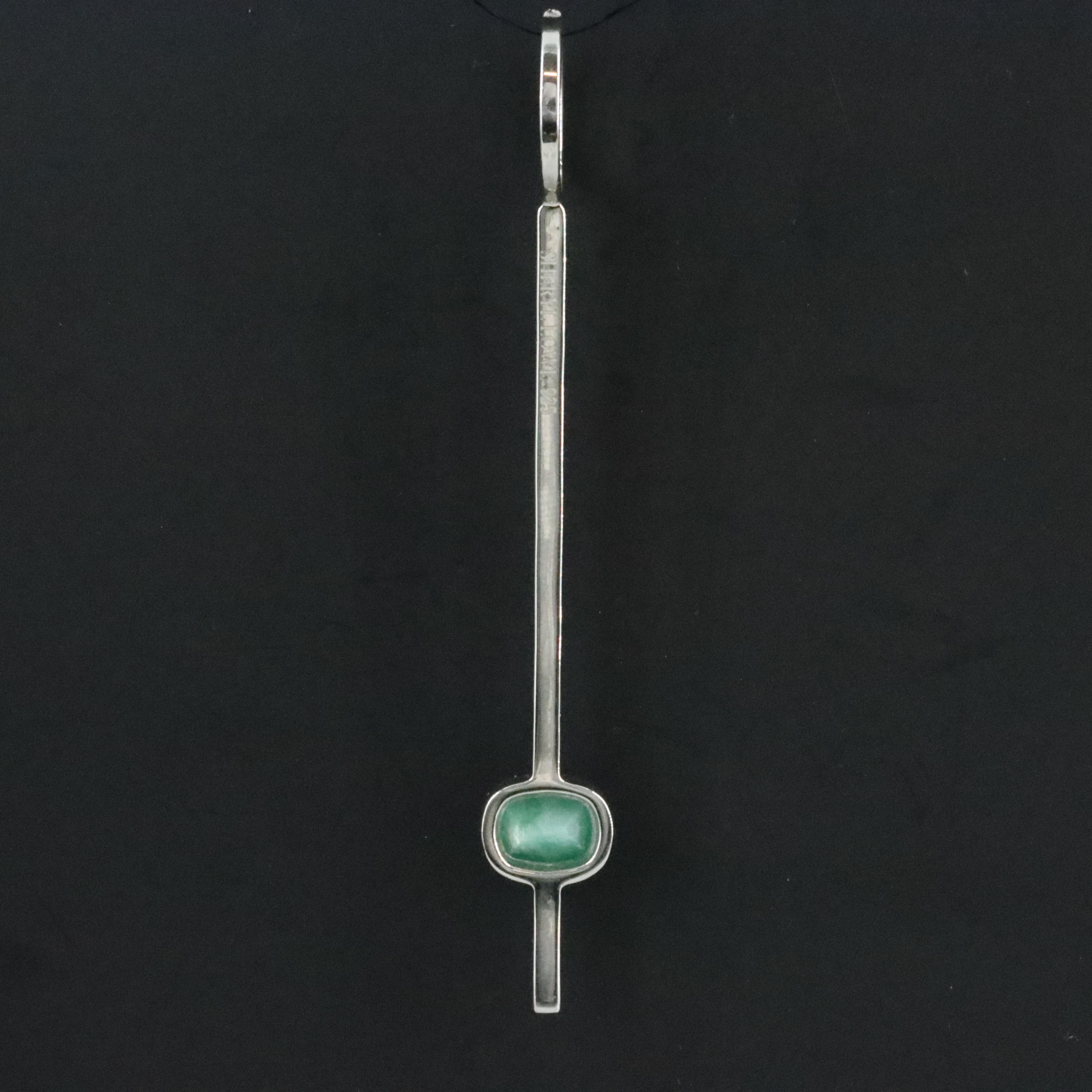 Sheryl Lowe Sterling Emerald and Diamond Bar Drop Pendant
