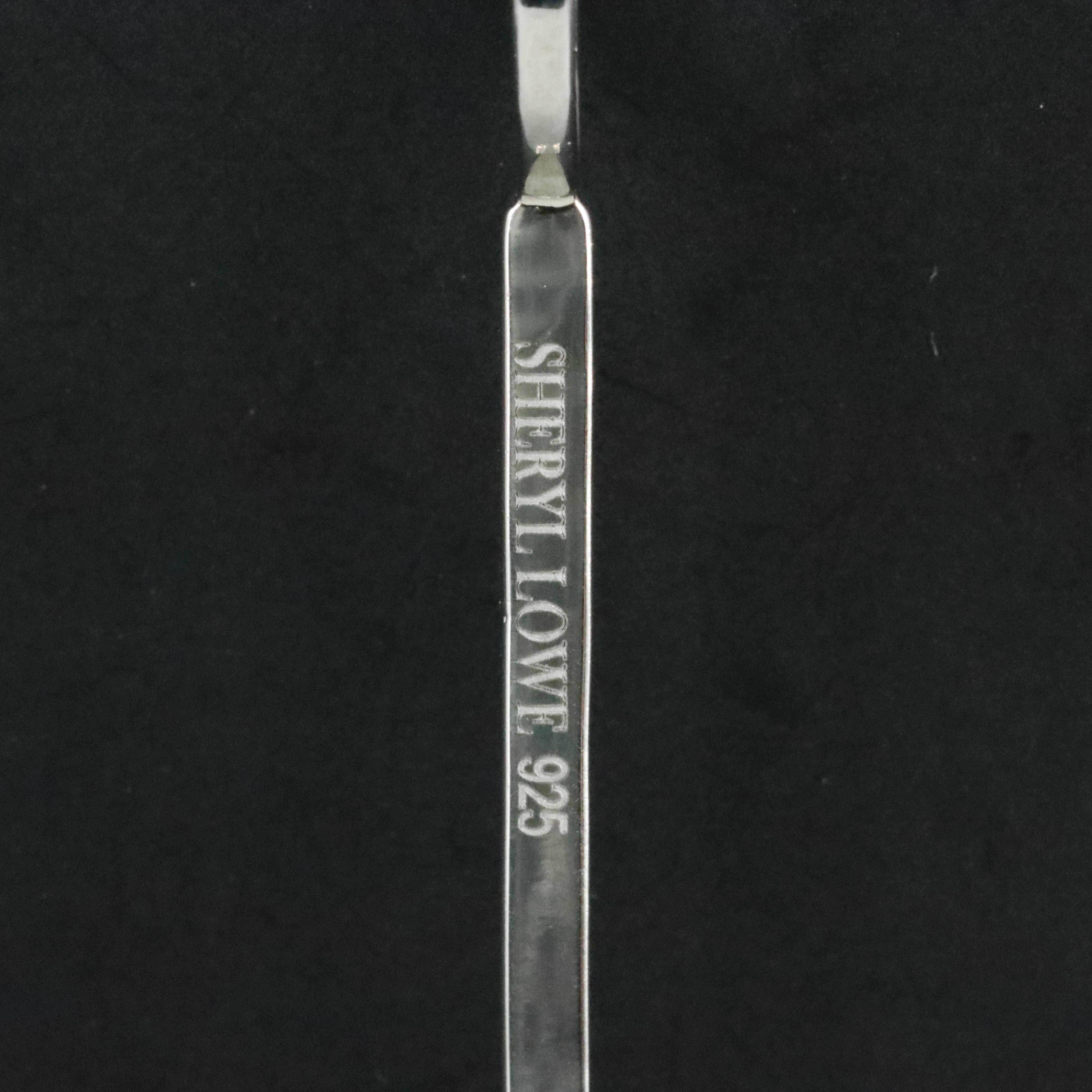 Sheryl Lowe Sterling Emerald and Diamond Bar Drop Pendant