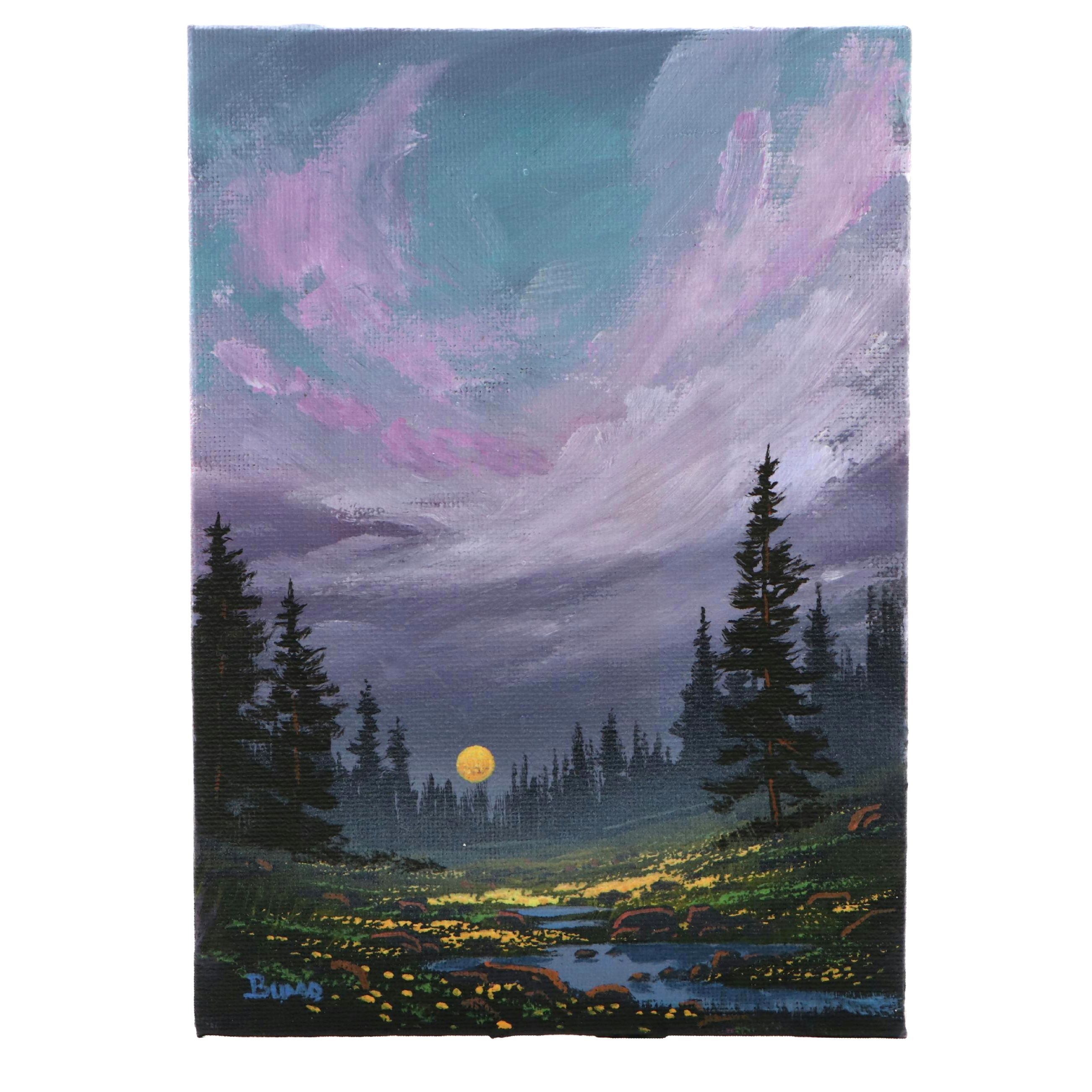 Doug "Bumo" Johnpeer Landscape Oil Painting "Sleepwalk in Smoke," 2025