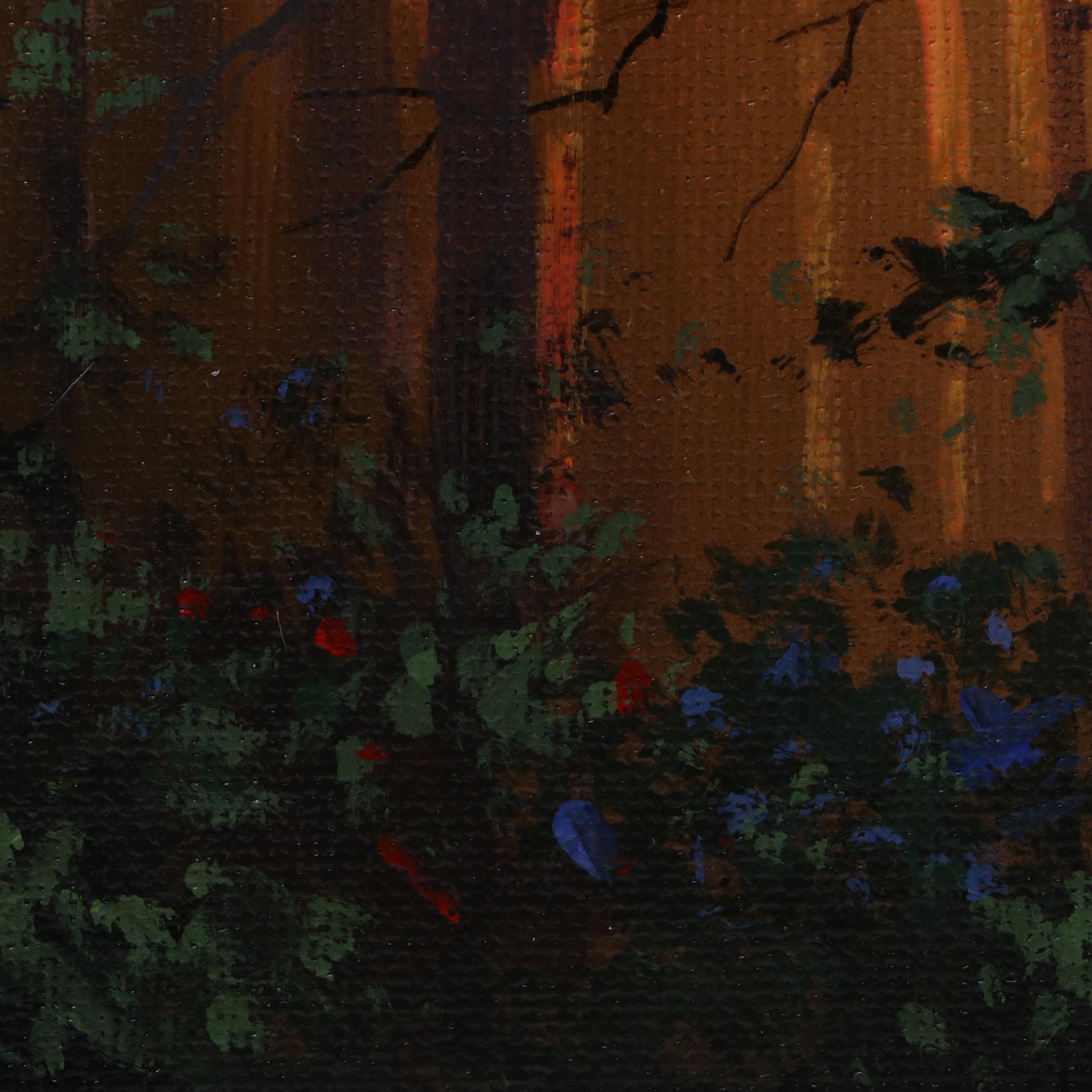 Doug "Bumo" Johnpeer Nocturne Forest Oil Painting, 2025