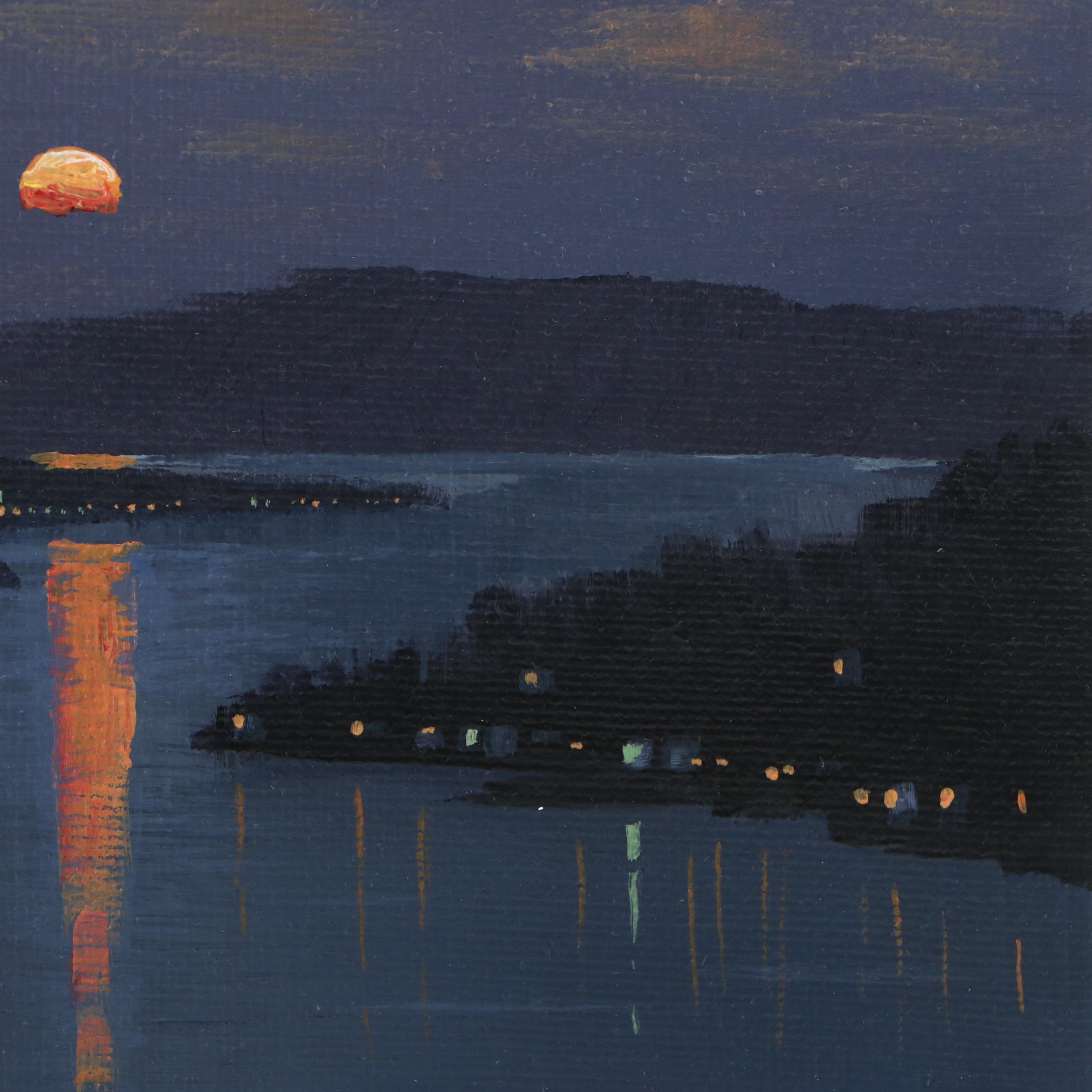 Doug "Bumo" Johnpeer Nocturne Landscape Oil Painting "Napa River," 2025