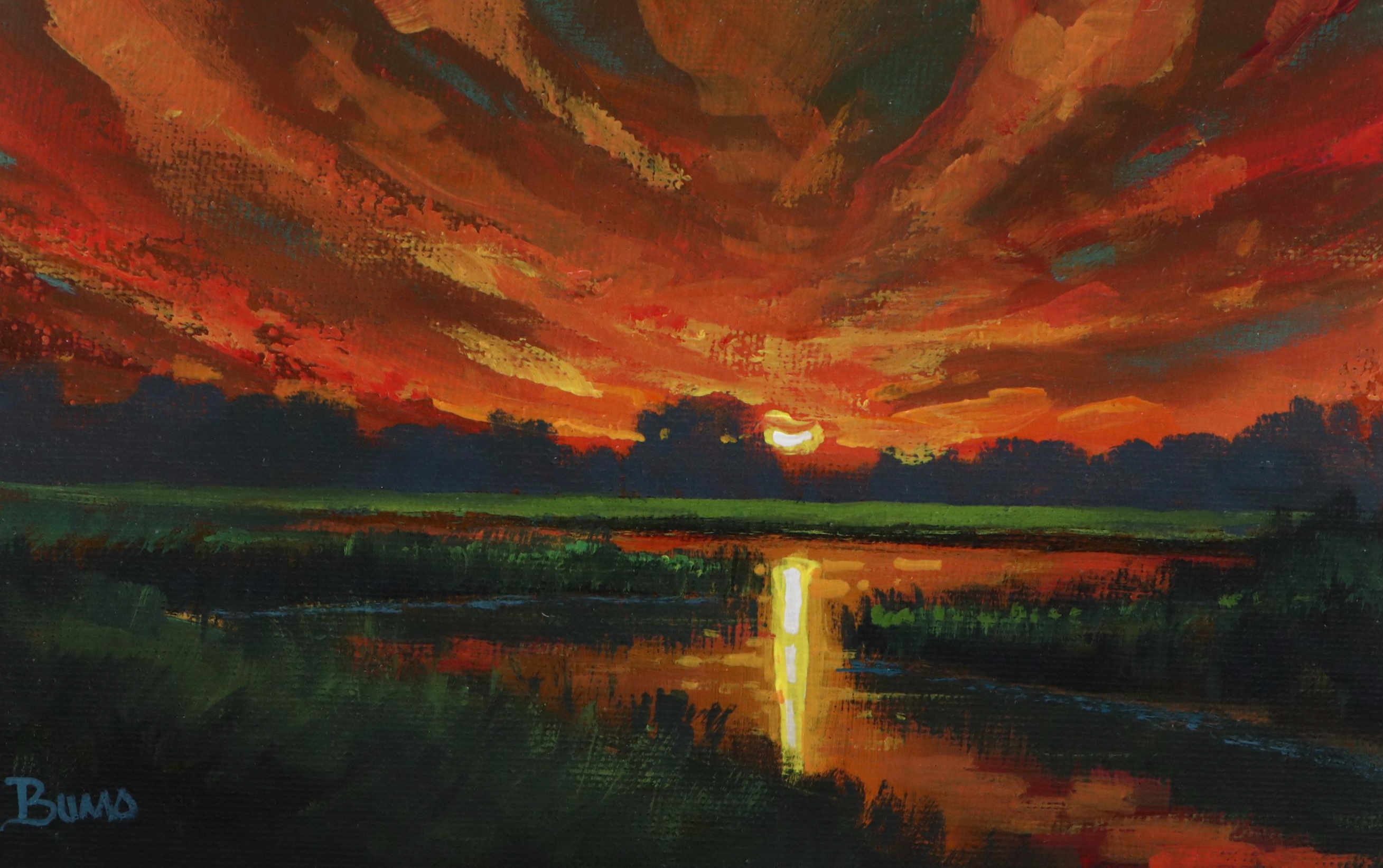 Doug "Bumo" Johnpeer Sunset Landscape Oil Painting, 2025