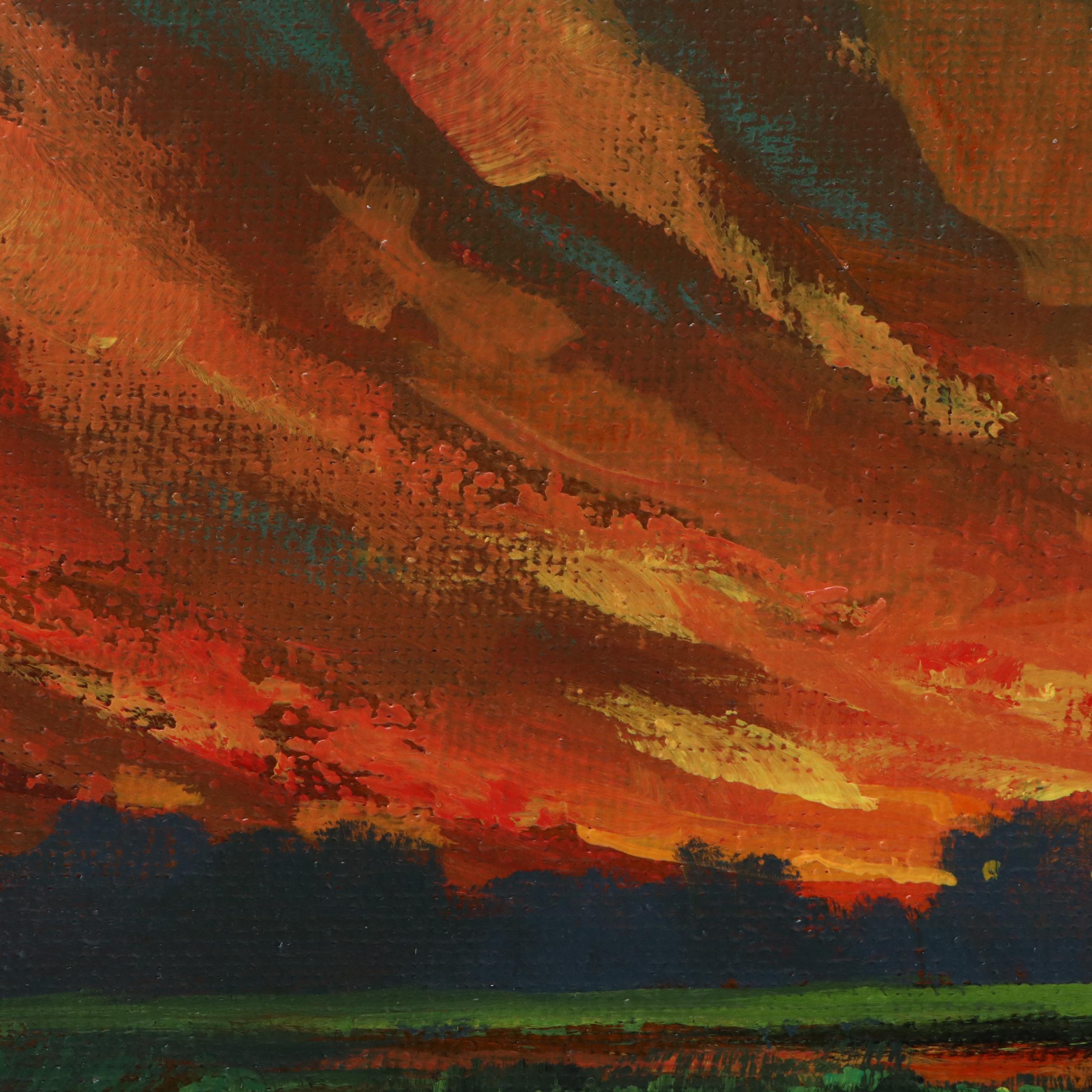 Doug "Bumo" Johnpeer Sunset Landscape Oil Painting, 2025
