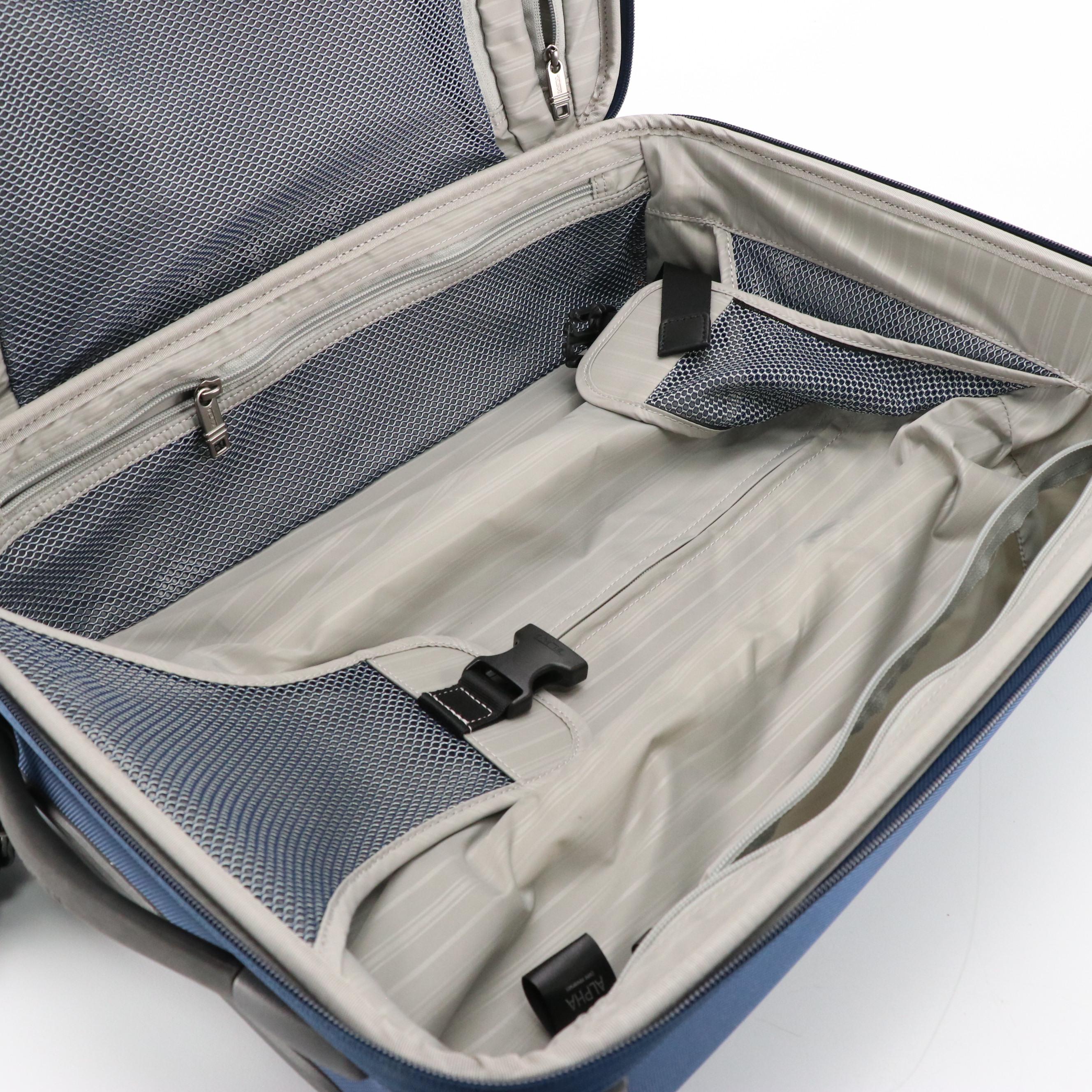 Tumi 'Alpha' Rolling Carry-On Luggage in Blue Ballistic Nylon