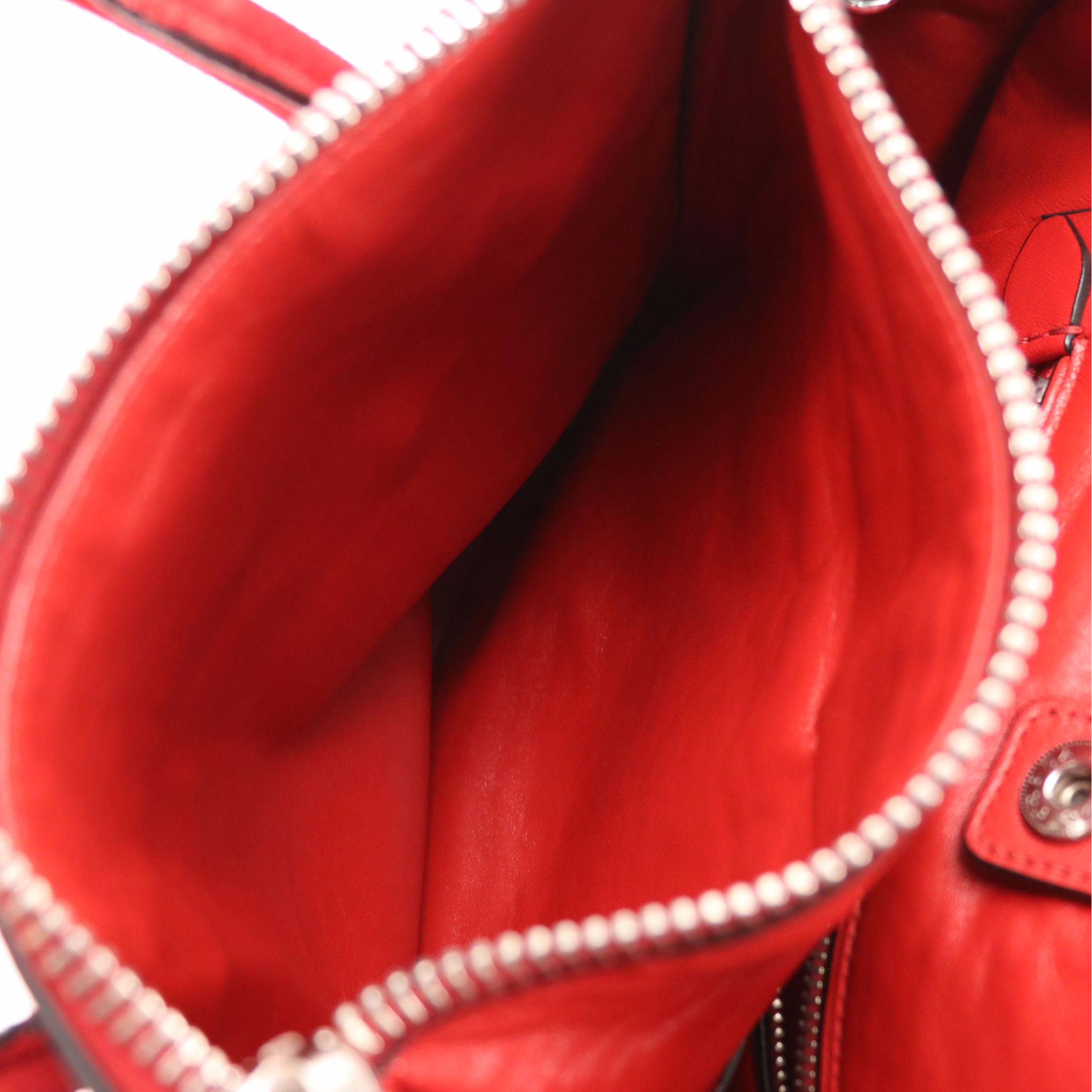 Prada Twin Pocket Two-Way Tote Bag in Red Suede and Lambskin Leather