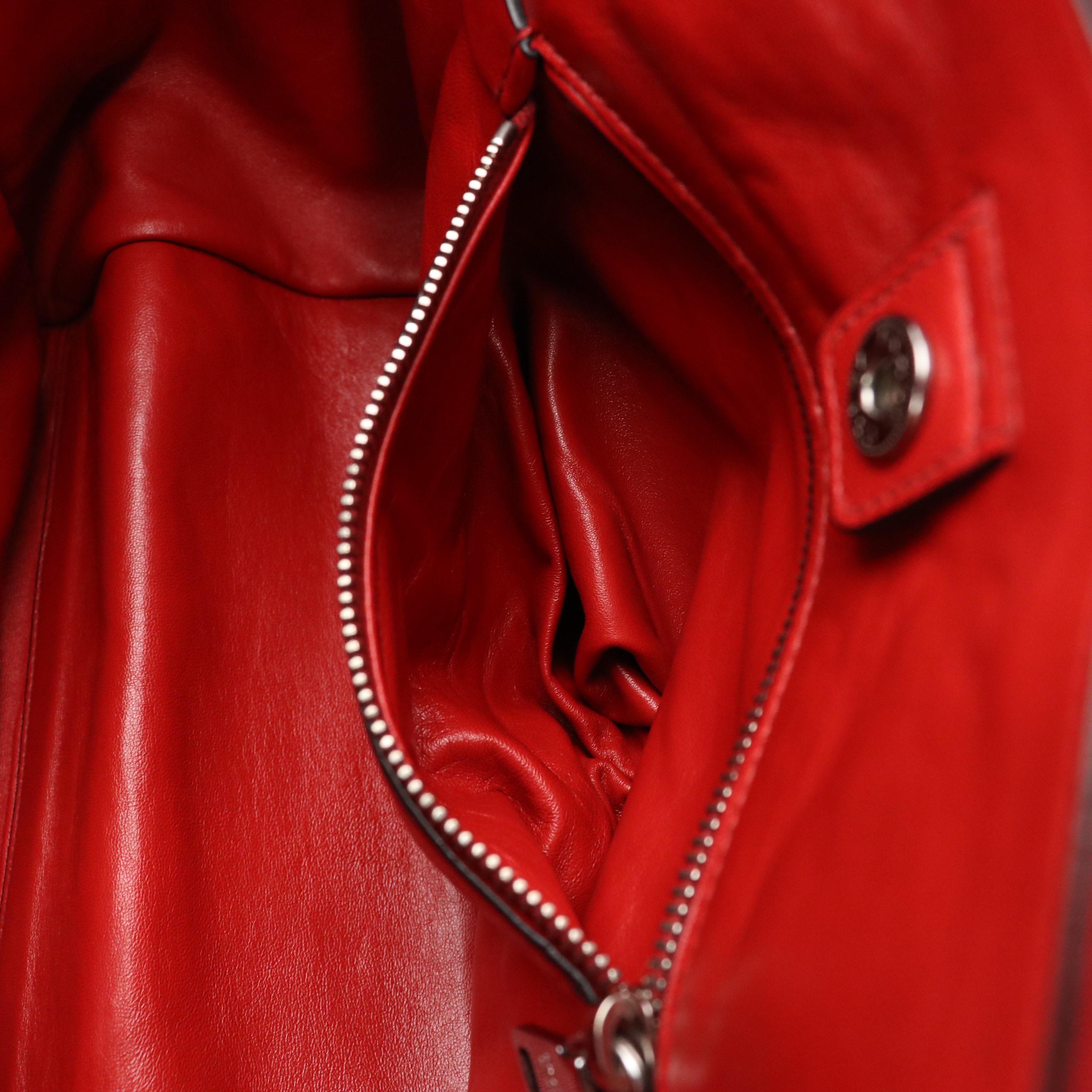 Prada Twin Pocket Two-Way Tote Bag in Red Suede and Lambskin Leather