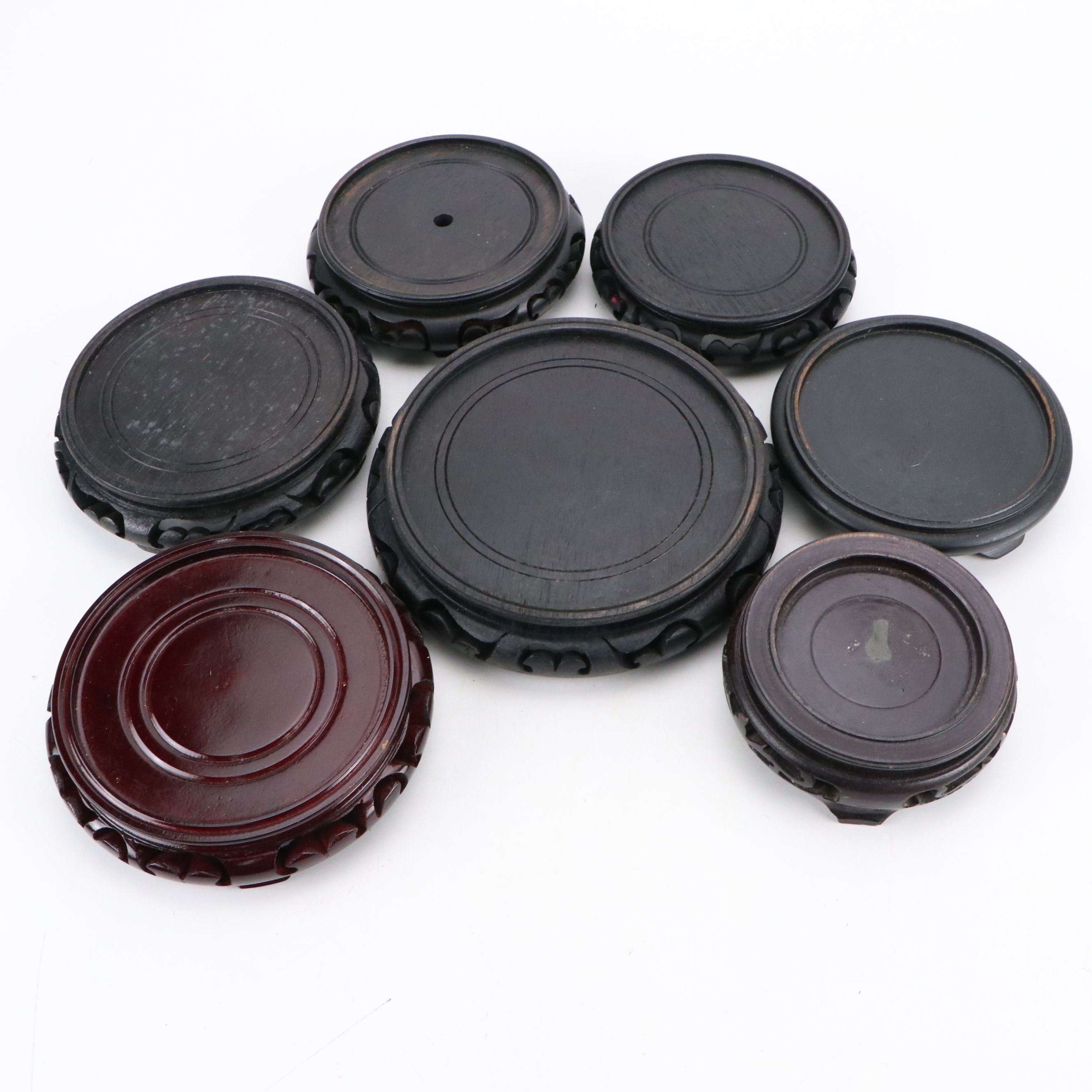 Chinese Wood Vase Bases with Other Brass and Metal Décor