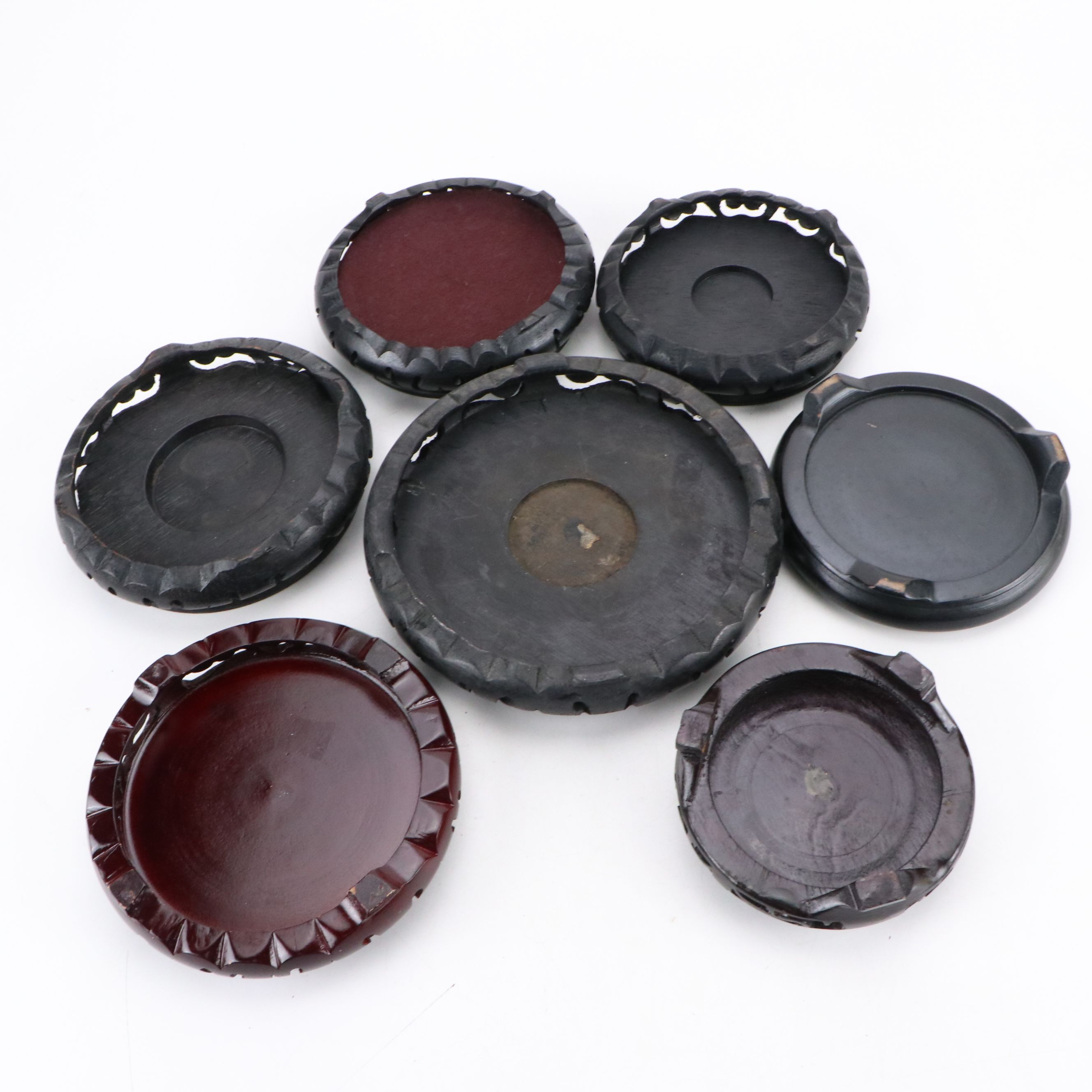 Chinese Wood Vase Bases with Other Brass and Metal Décor