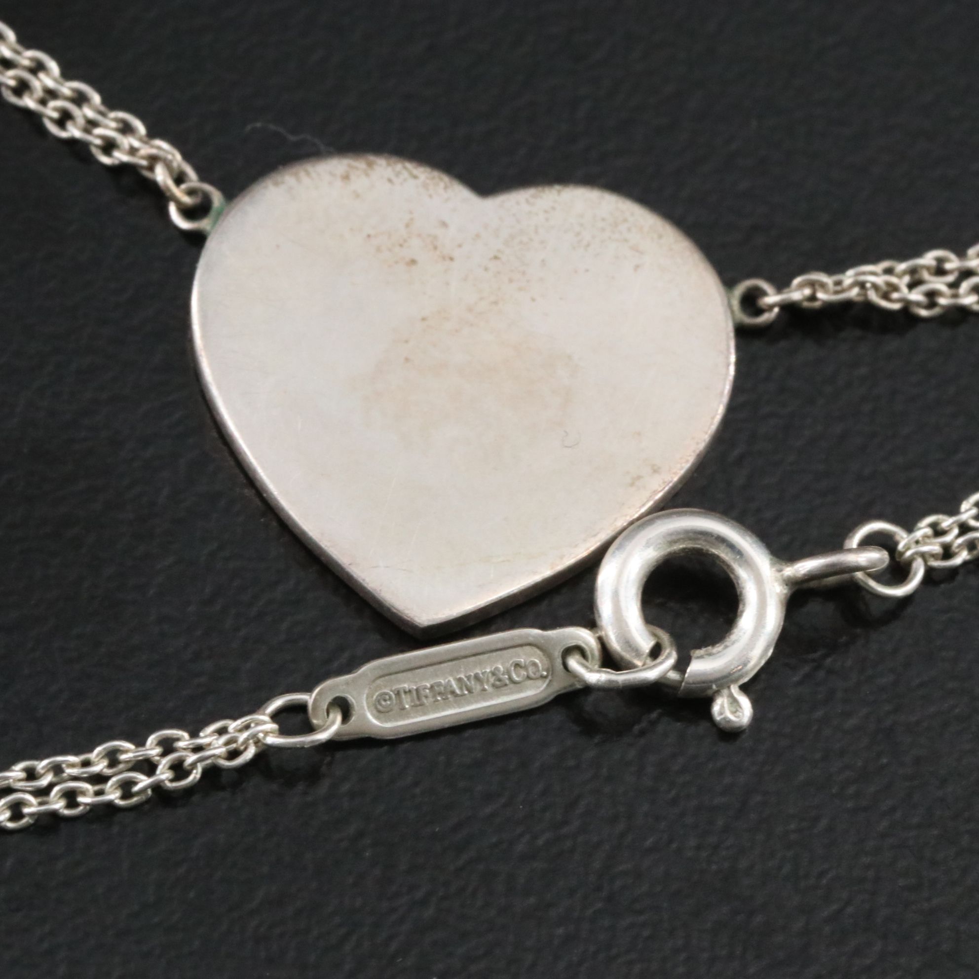 Tiffany & Co. Return to Tiffany Sterling Heart Tag Double Chain Necklace