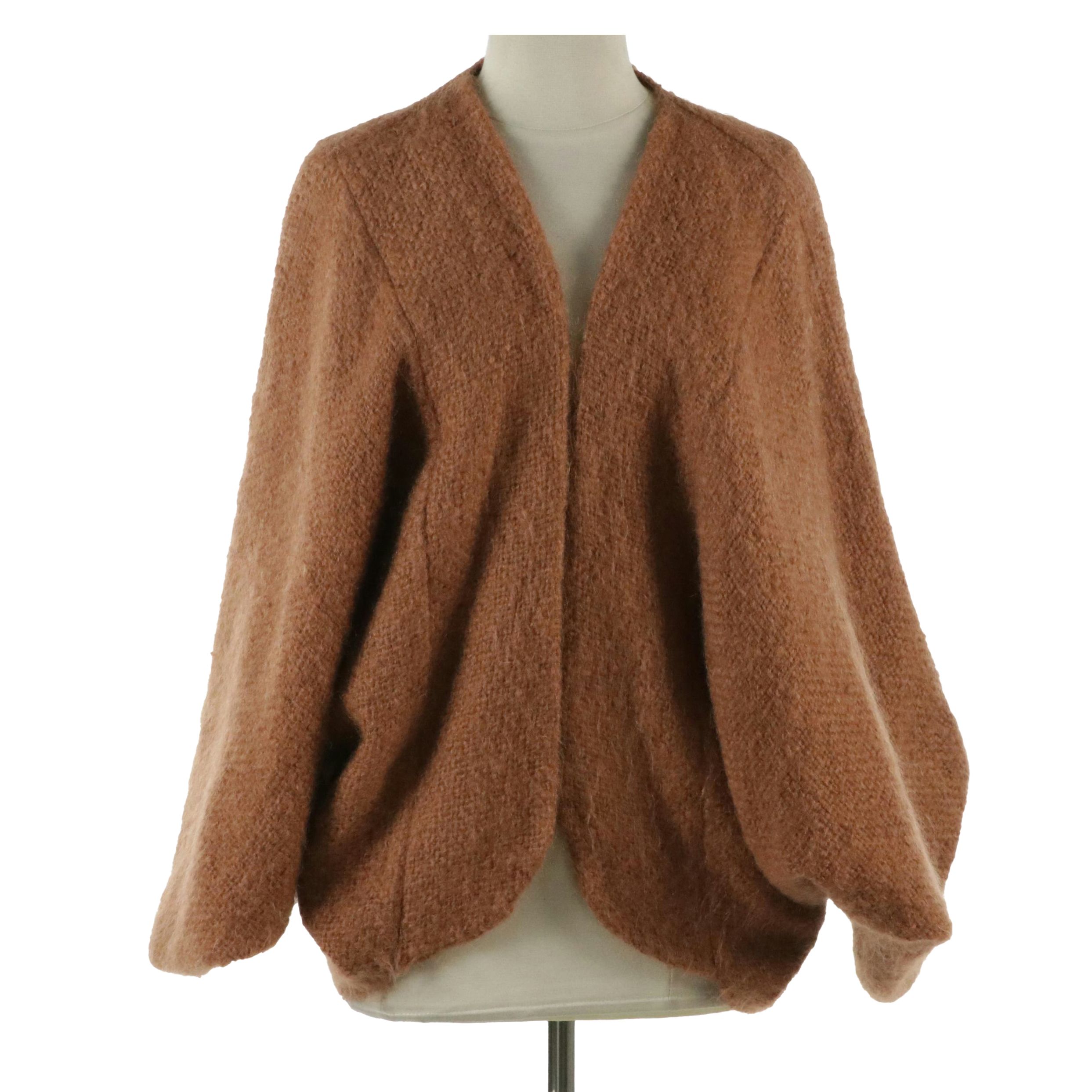 Suzanne Schwartz Handwoven Wool Blend Oversized Open Front Cardigan Sweater