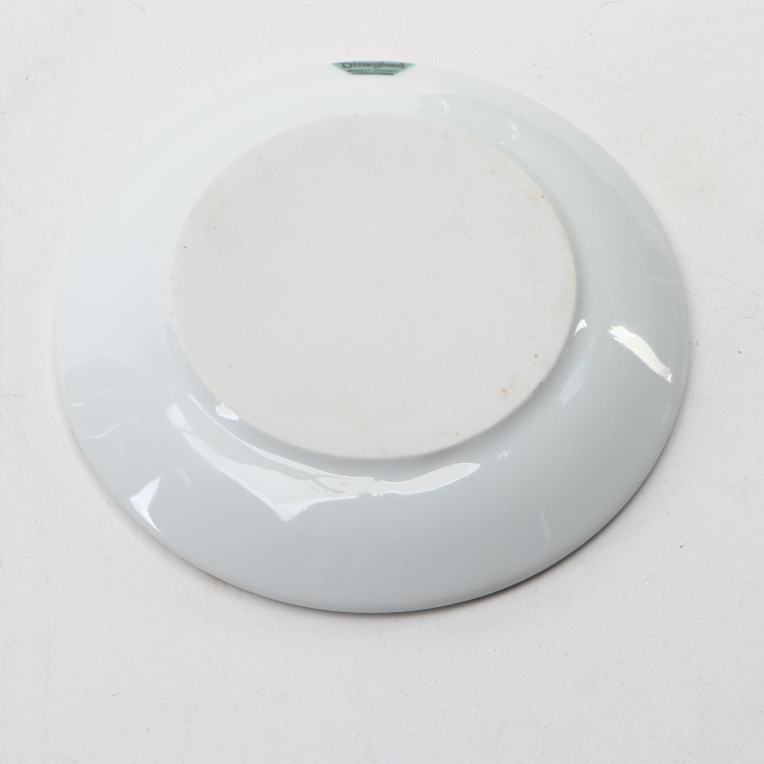 Disney Souvenir Ruffle Bowl with Ashtray and Donald Duck Mug, Late 20th Century