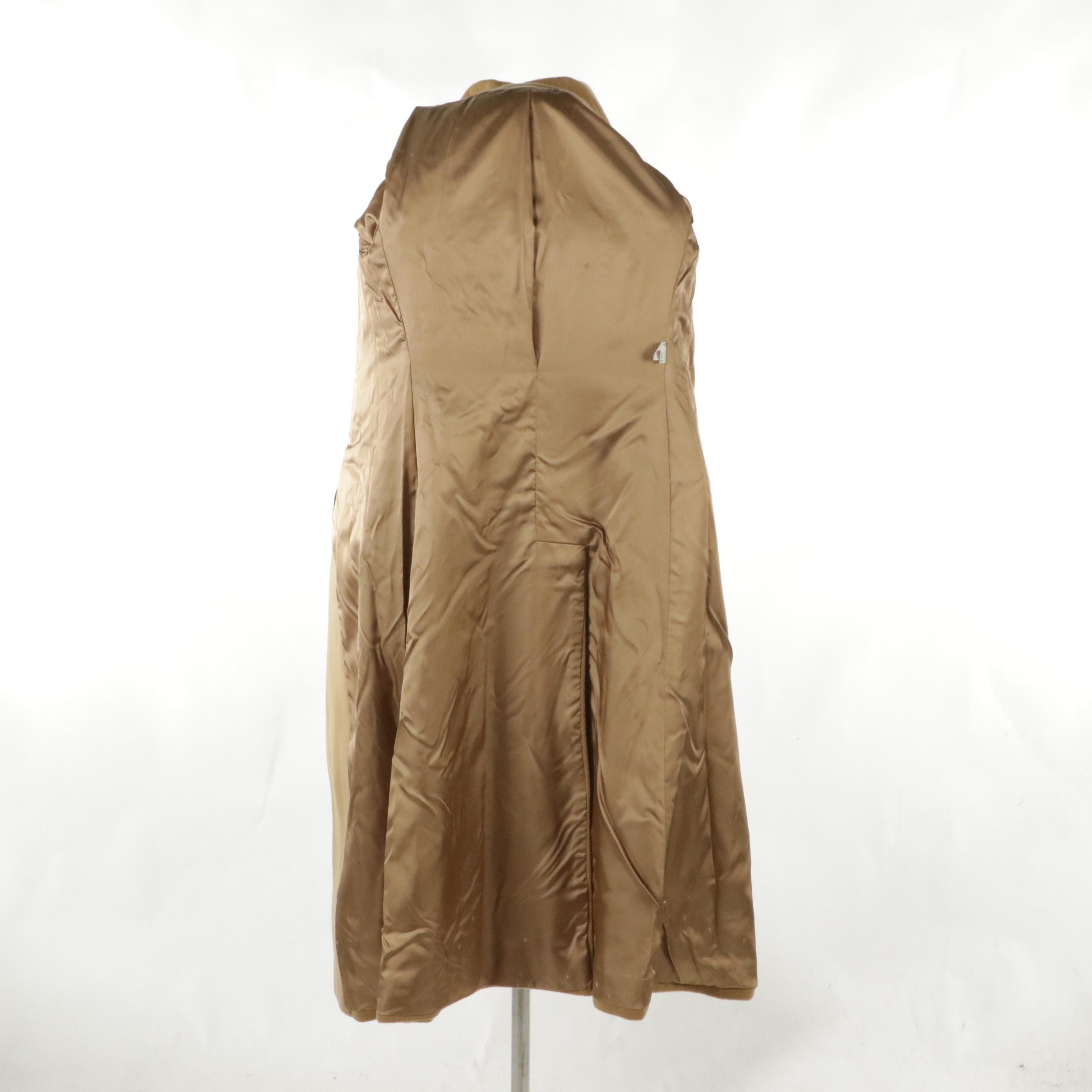 Reflections Vintage Beige Wool Double Breasted Coat with Woven Leather Buttons