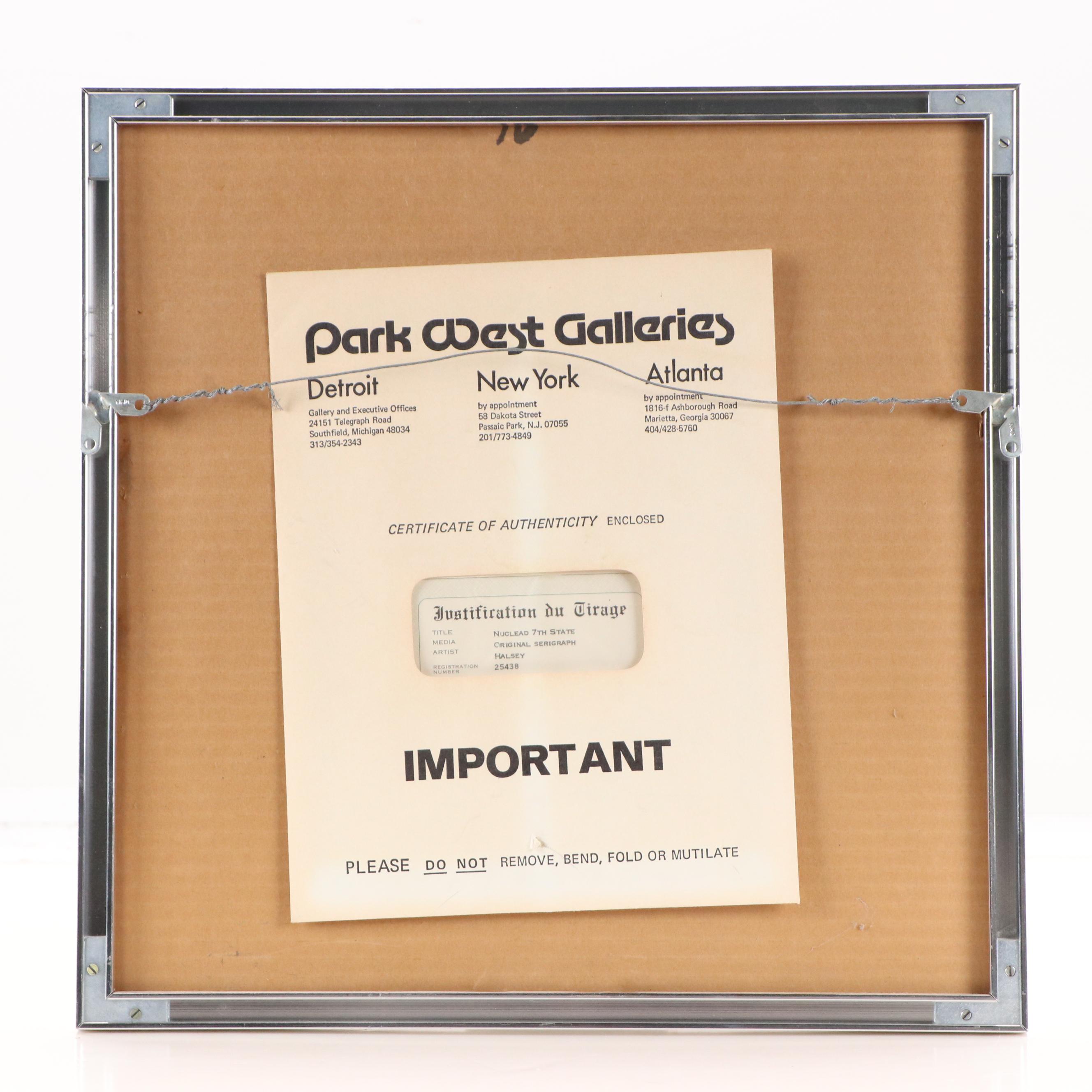 Brian Halsey Op Art Serigraph "Nuclead - 7th State," 1978