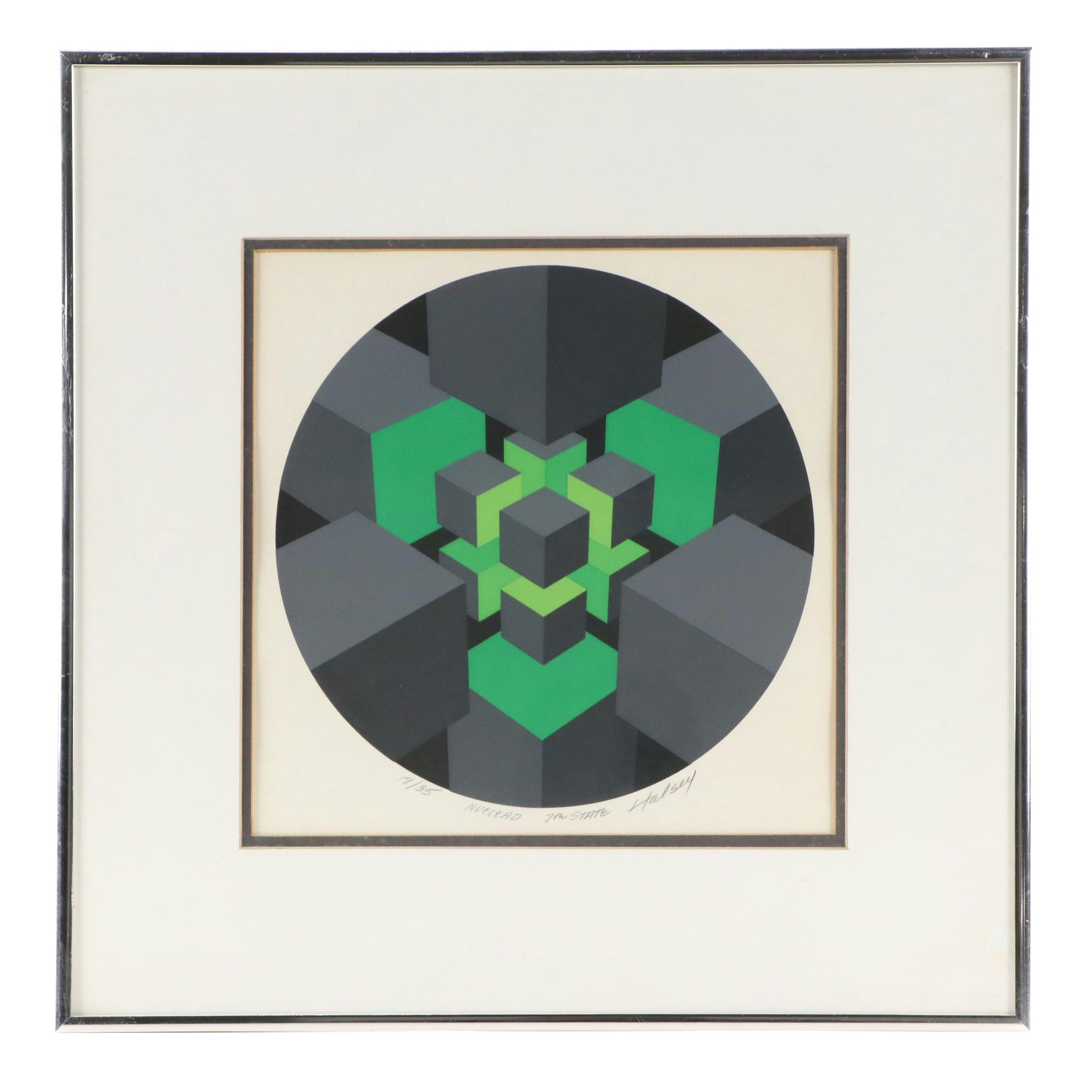 Brian Halsey Op Art Serigraph "Nuclead - 7th State," 1978