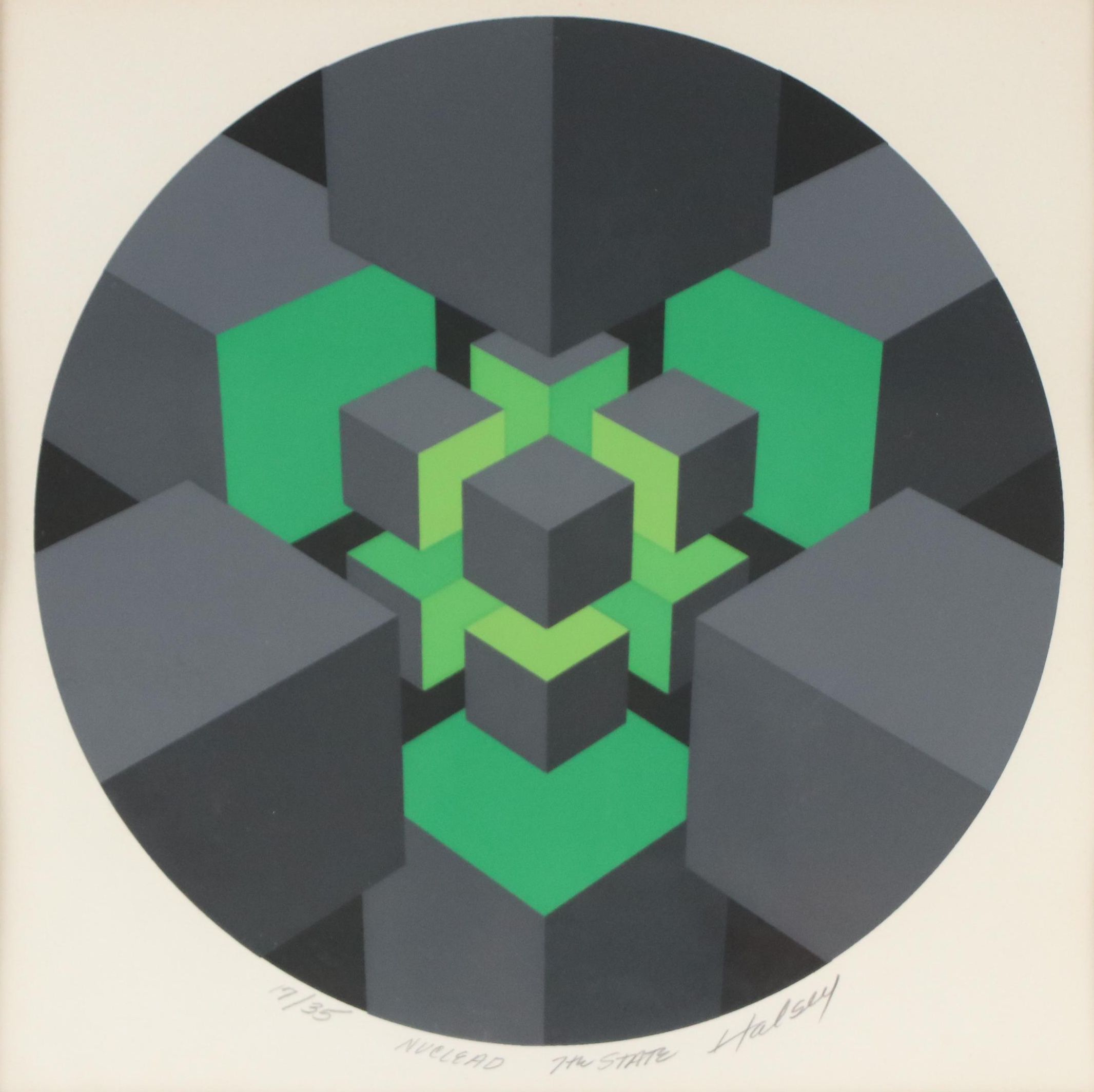 Brian Halsey Op Art Serigraph "Nuclead - 7th State," 1978
