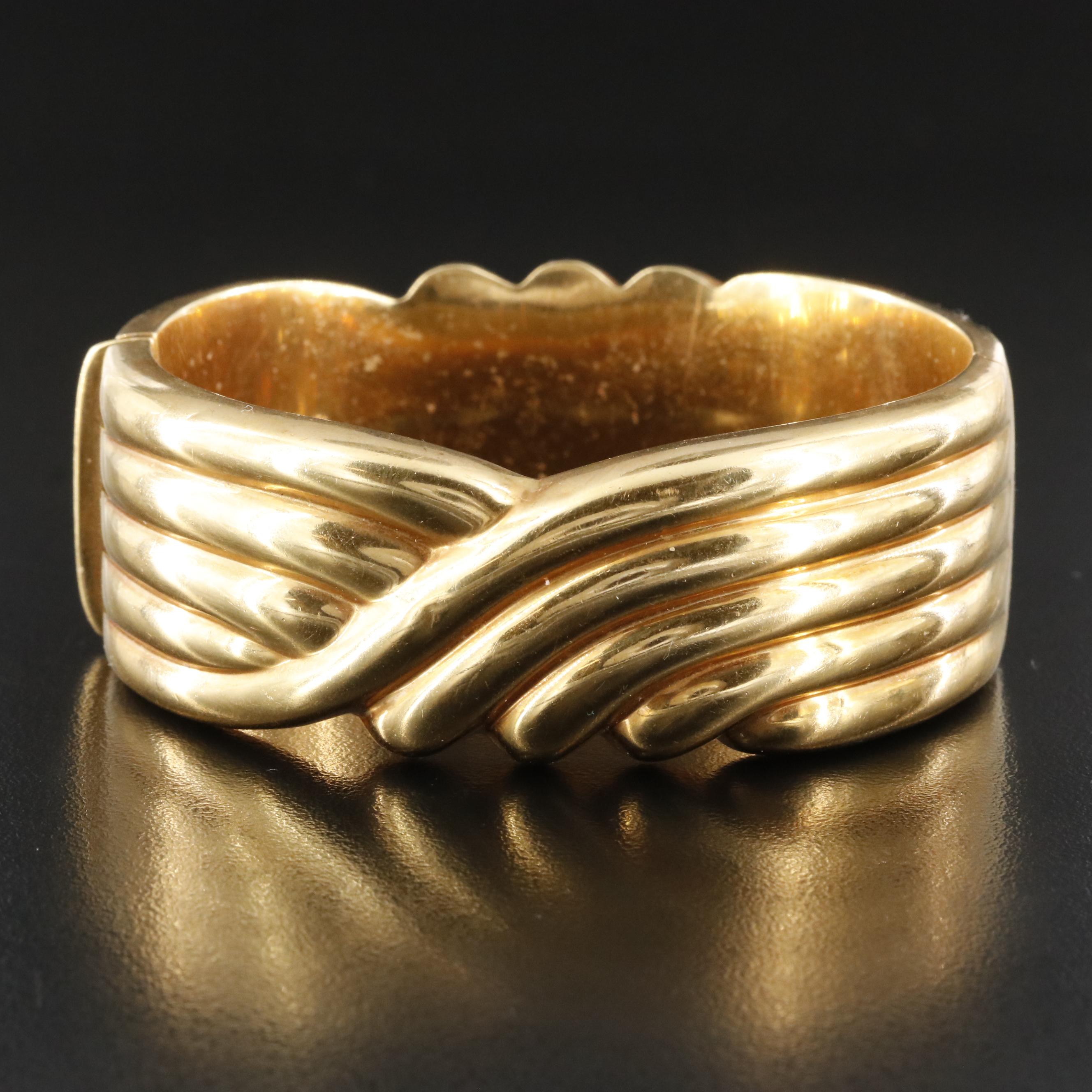 Repair Lot Italian Anselmini 18K Fluted Bracelet, 1960s