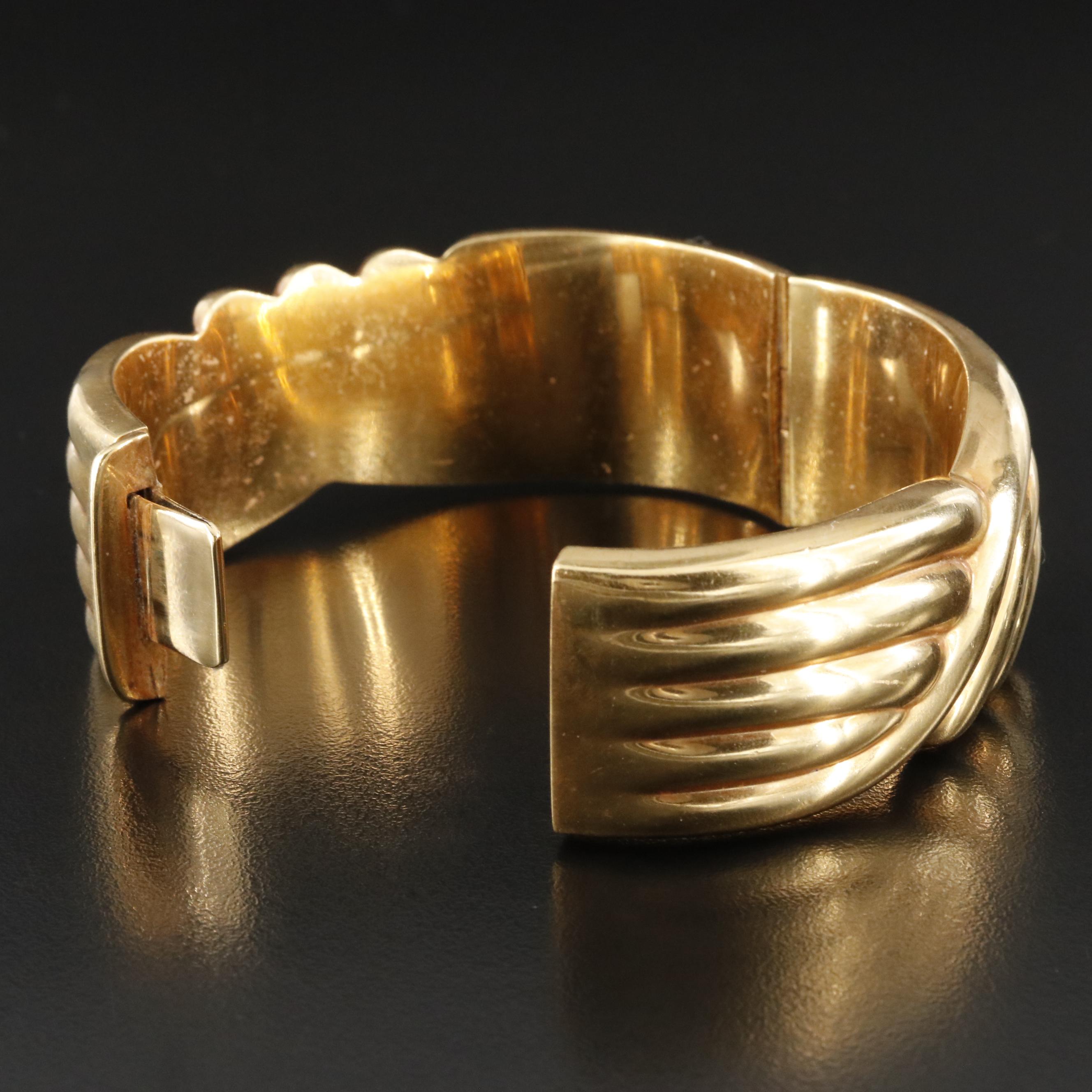 Repair Lot Italian Anselmini 18K Fluted Bracelet, 1960s