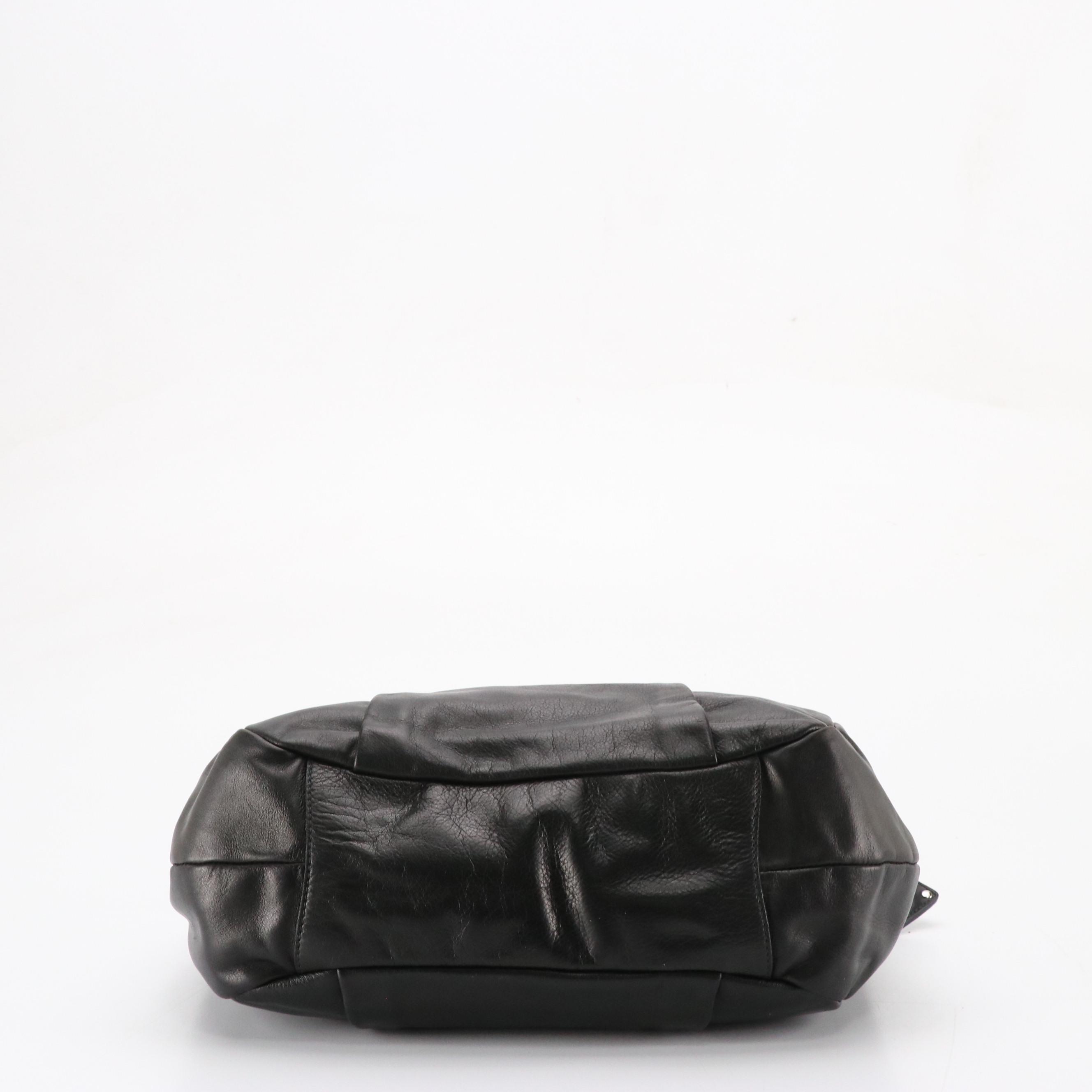 Prada Top Handle Satchel in Black Calfskin Leather