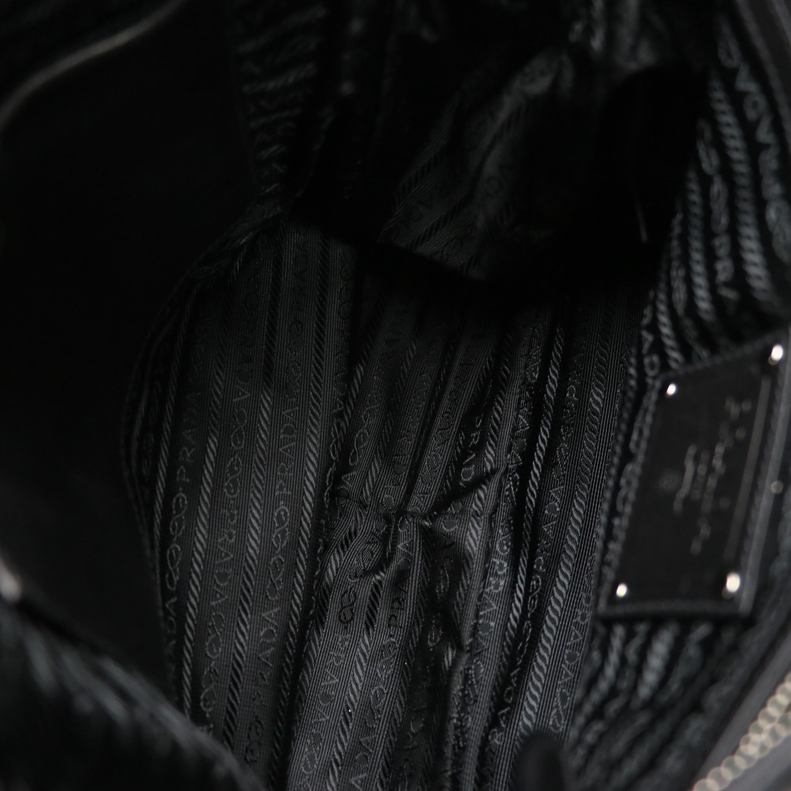 Prada Top Handle Satchel in Black Calfskin Leather