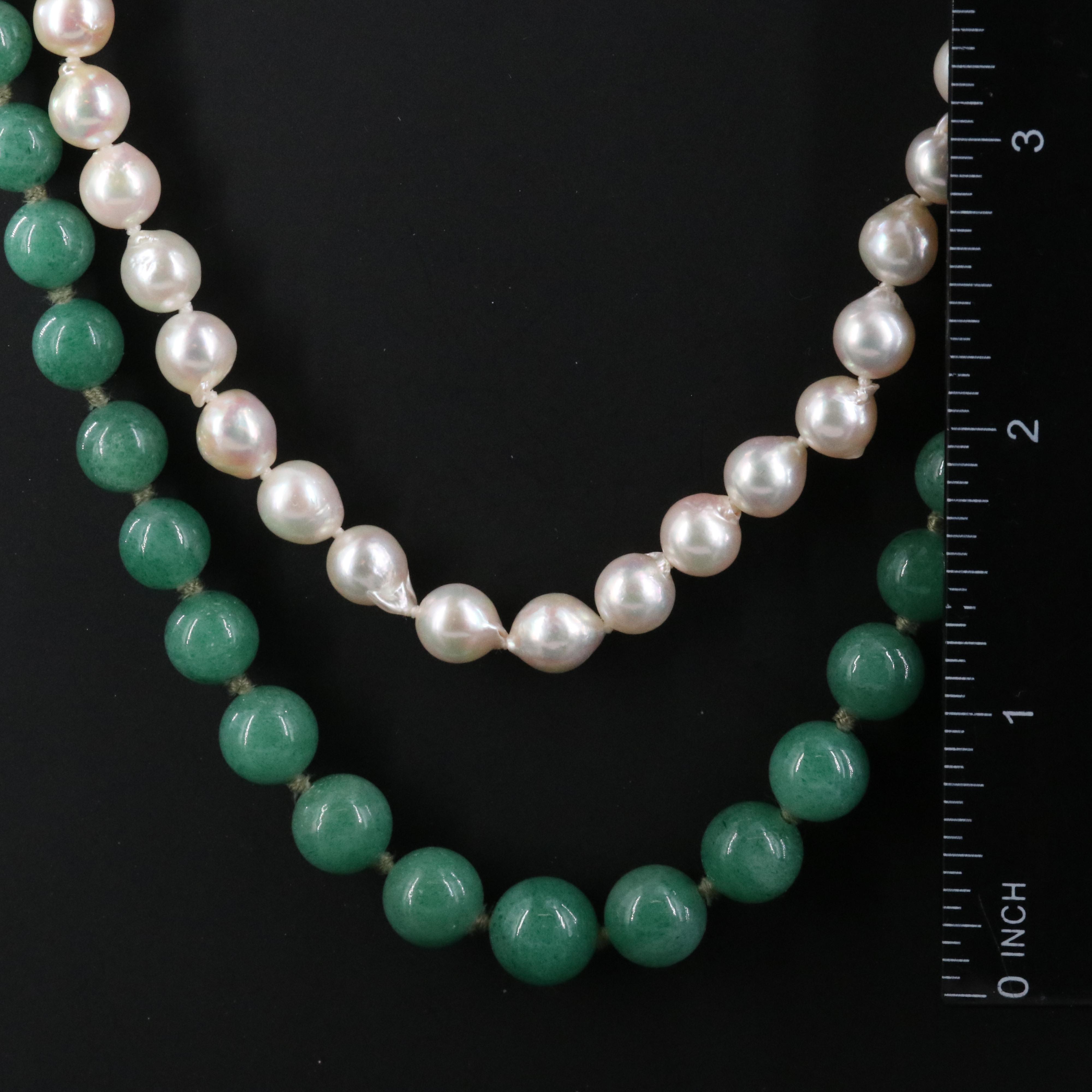 Pearl and Aventurine Necklaces