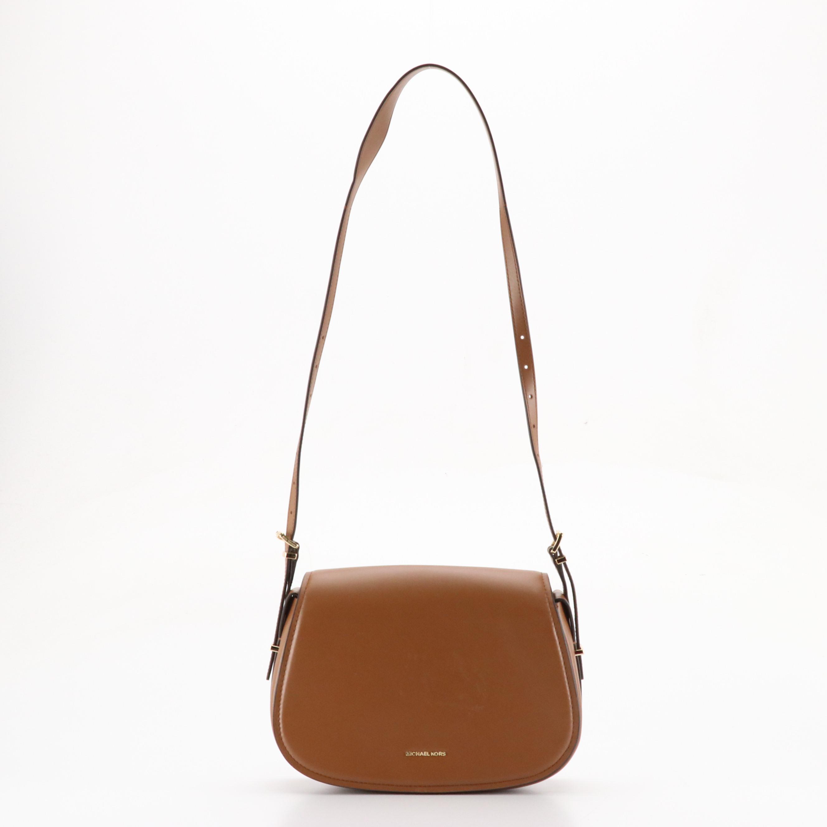 Michael Kors Brown Leather 'Lydia' Saddle Bag and Signature Canvas 'Ruthie' Tote