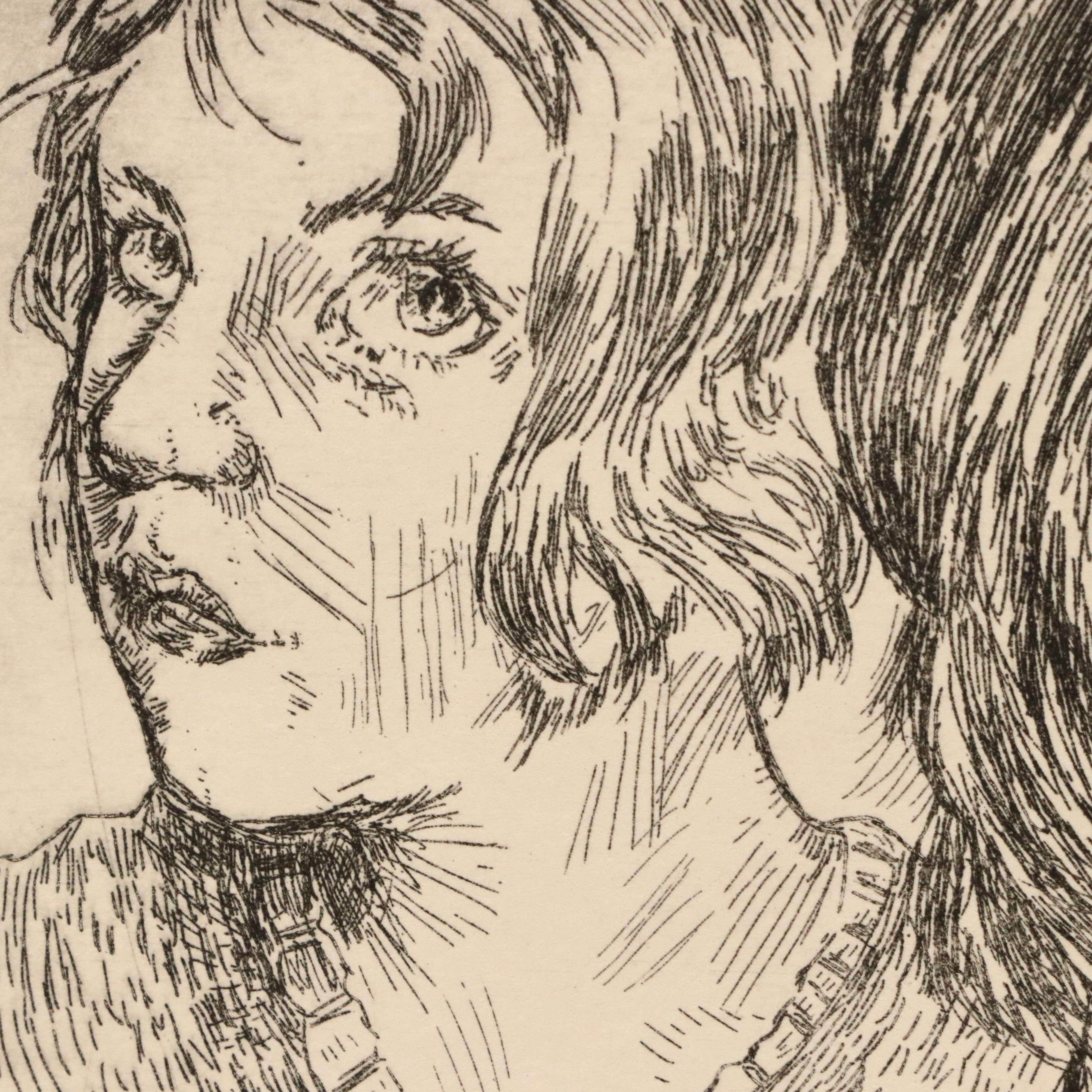 Clare Dunn Zinc Plate Etching "3 Faces," 2014