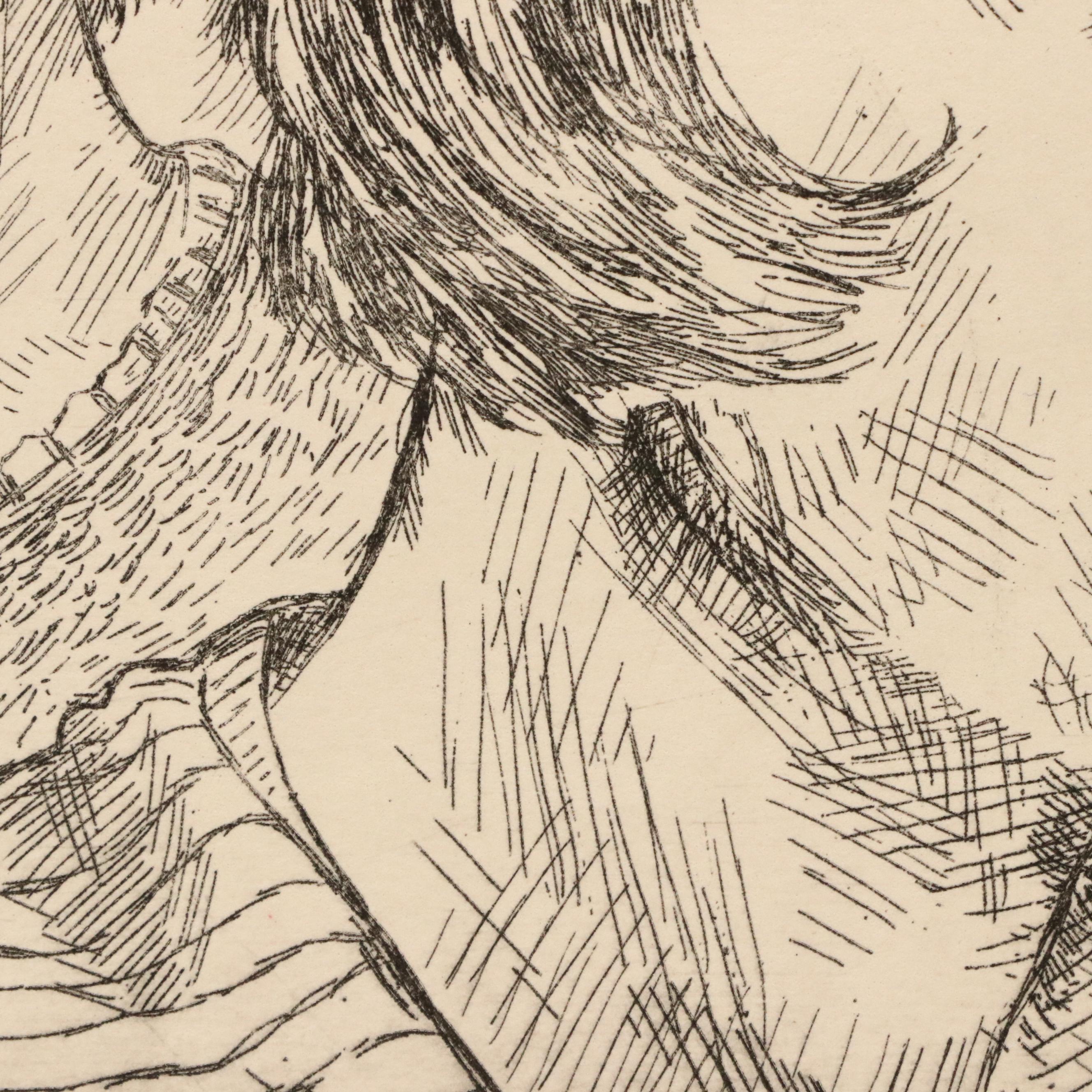 Clare Dunn Zinc Plate Etching "3 Faces," 2014