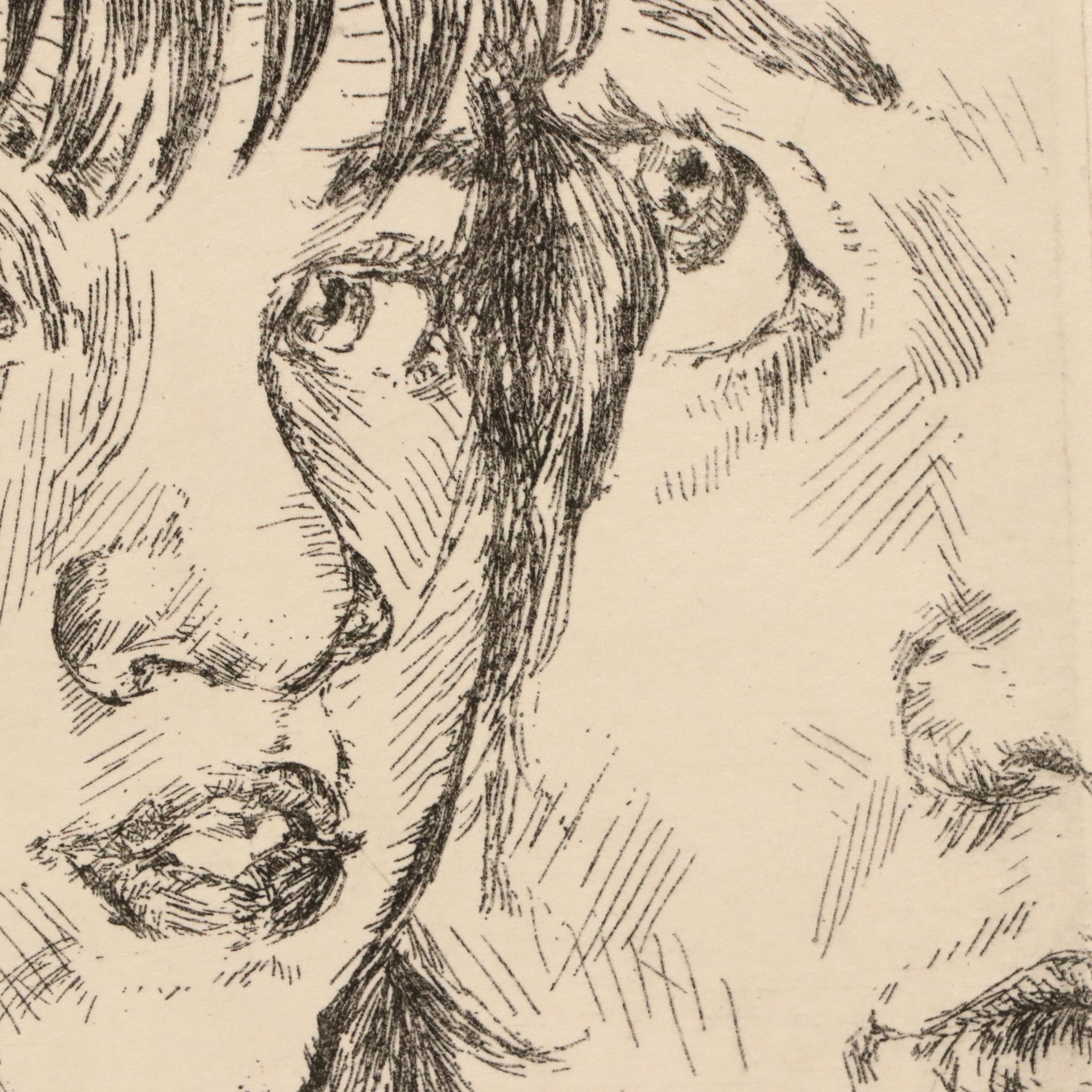 Clare Dunn Zinc Plate Etching "3 Faces," 2014