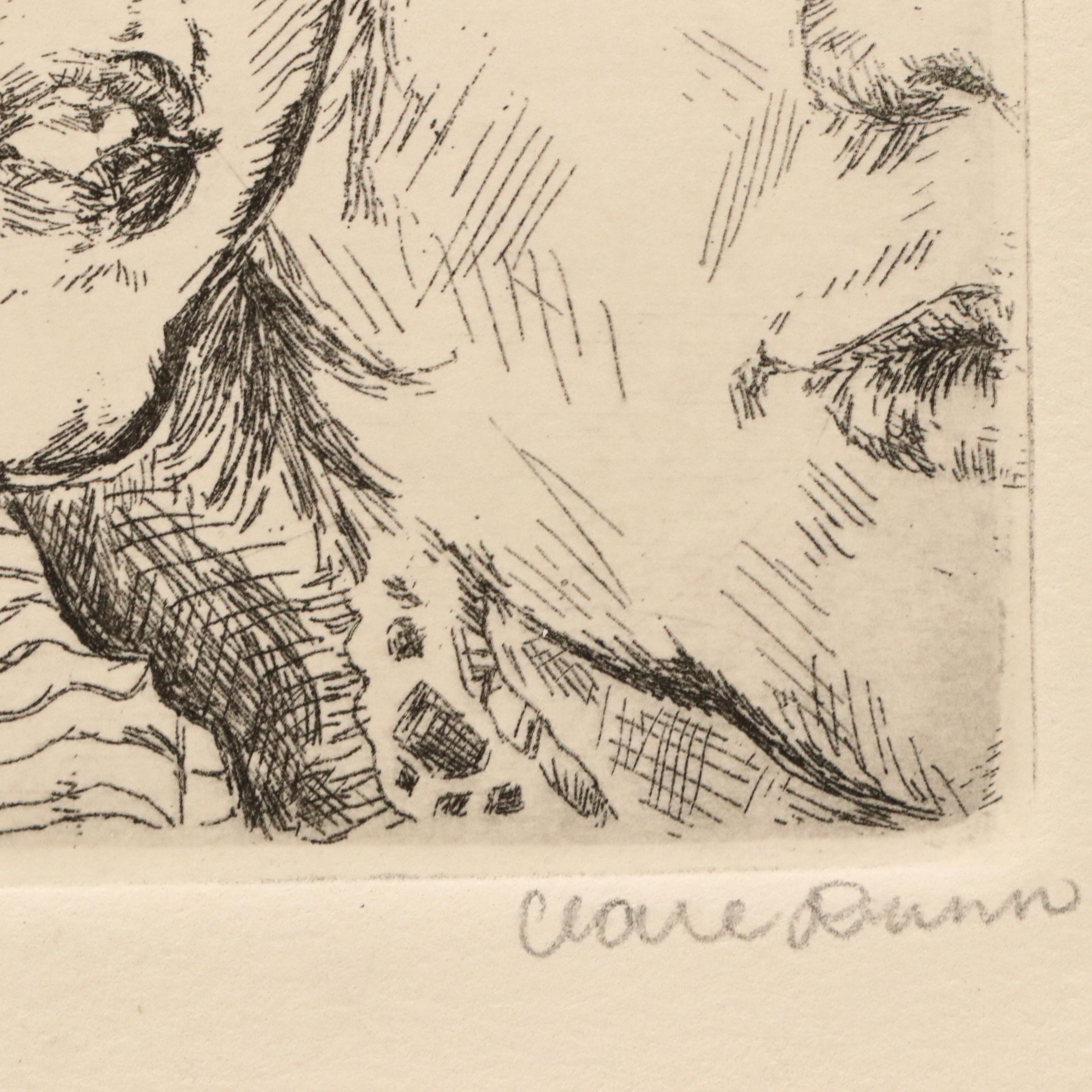 Clare Dunn Zinc Plate Etching "3 Faces," 2014