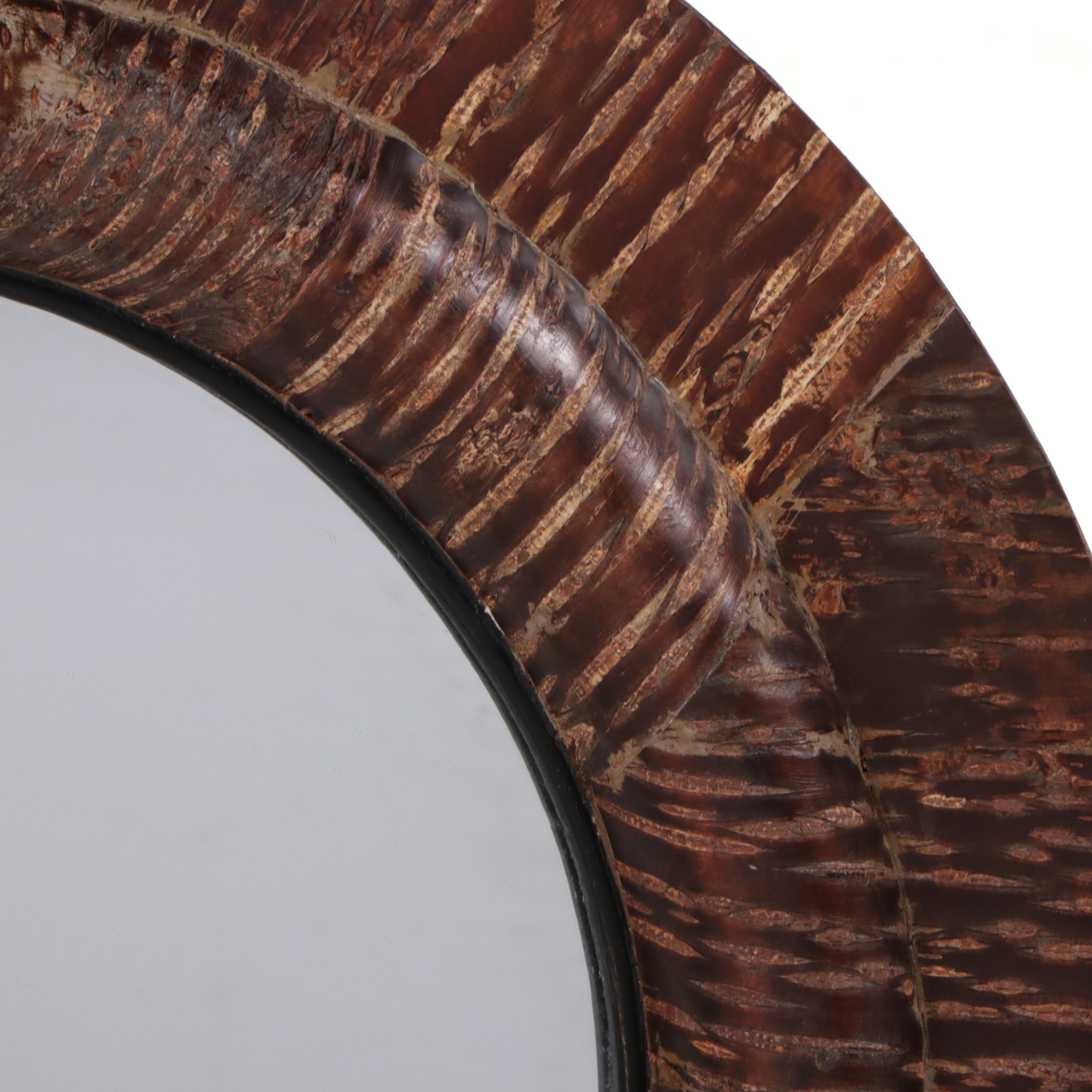 Pottery Barn Circular Bark Wrapped Wall Mirror