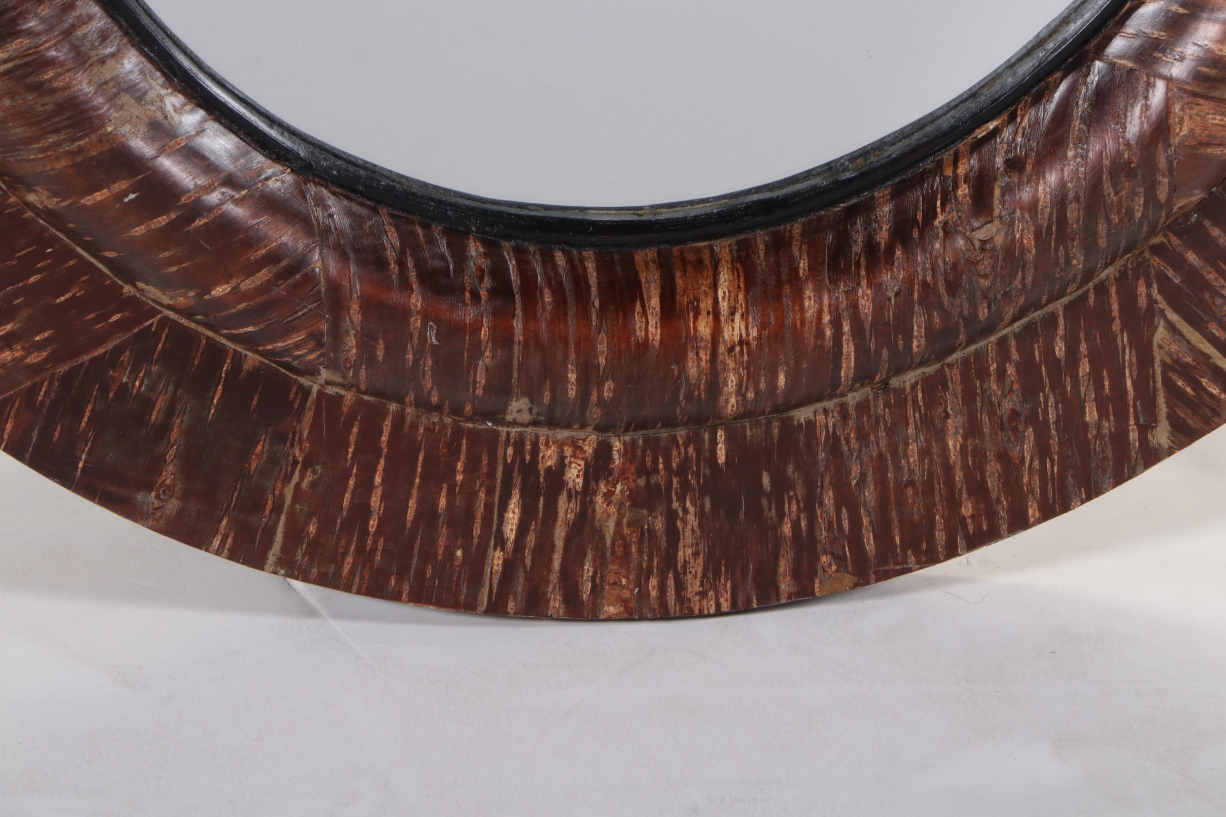 Pottery Barn Circular Bark Wrapped Wall Mirror