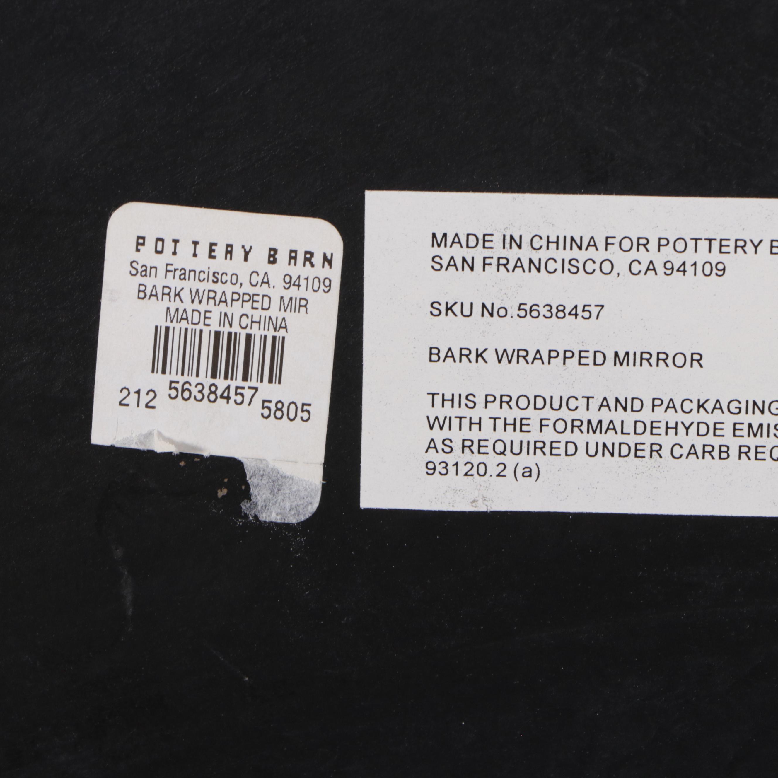 Pottery Barn Circular Bark Wrapped Wall Mirror