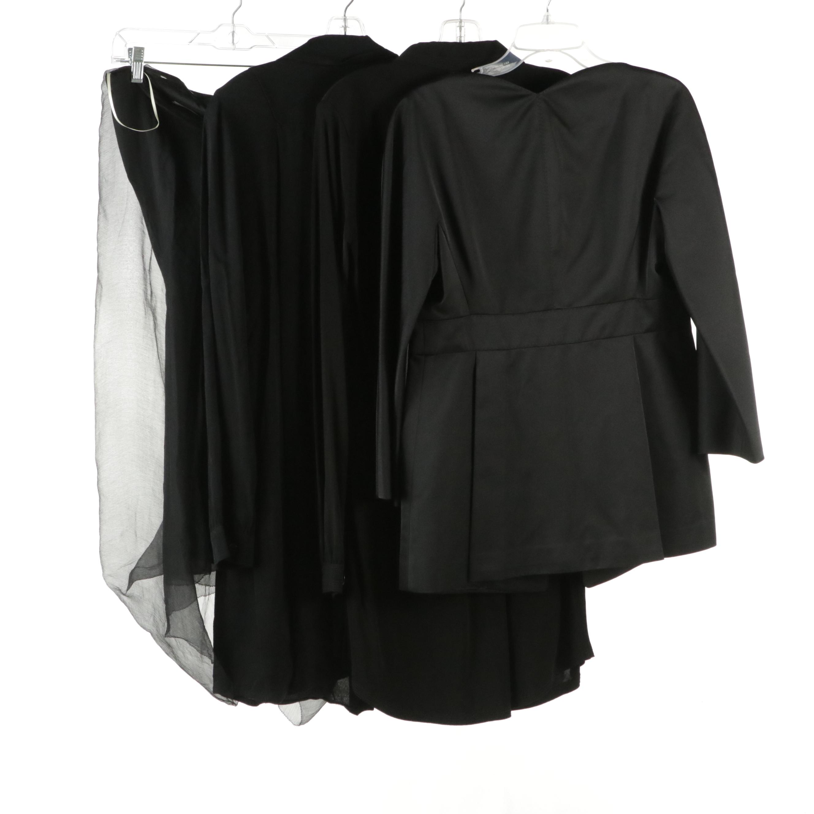 Leon Max Black Shirt Dresses, Strapless Draped Silk Mini Dress & Tailored Jacket