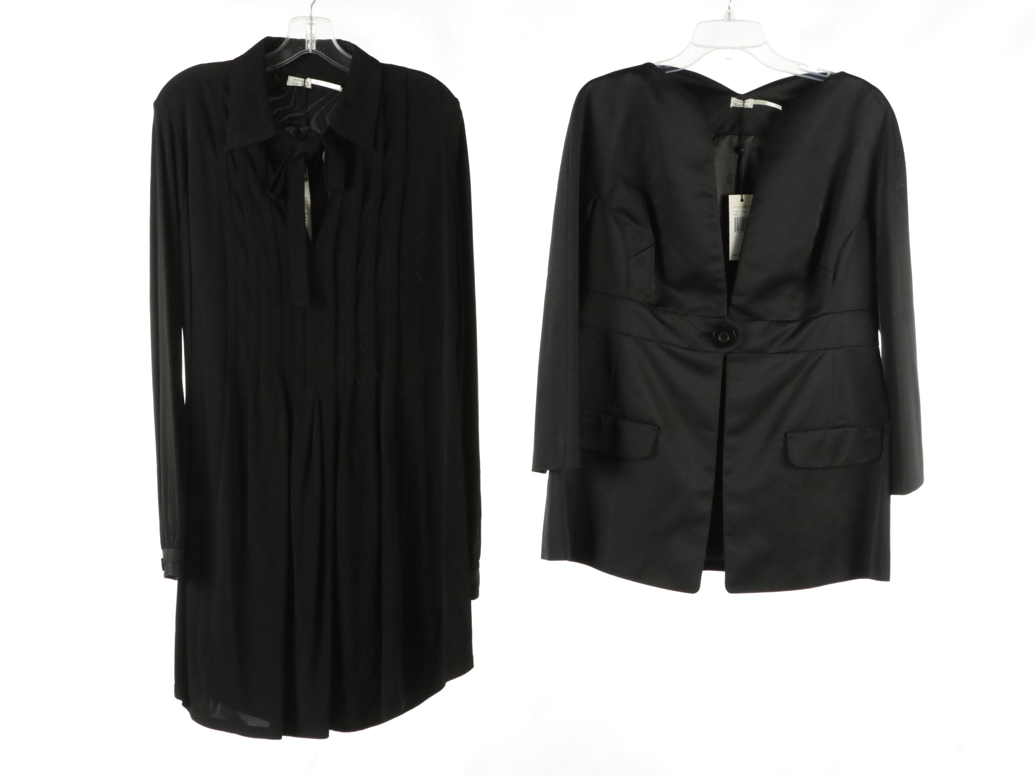 Leon Max Black Shirt Dresses, Strapless Draped Silk Mini Dress & Tailored Jacket