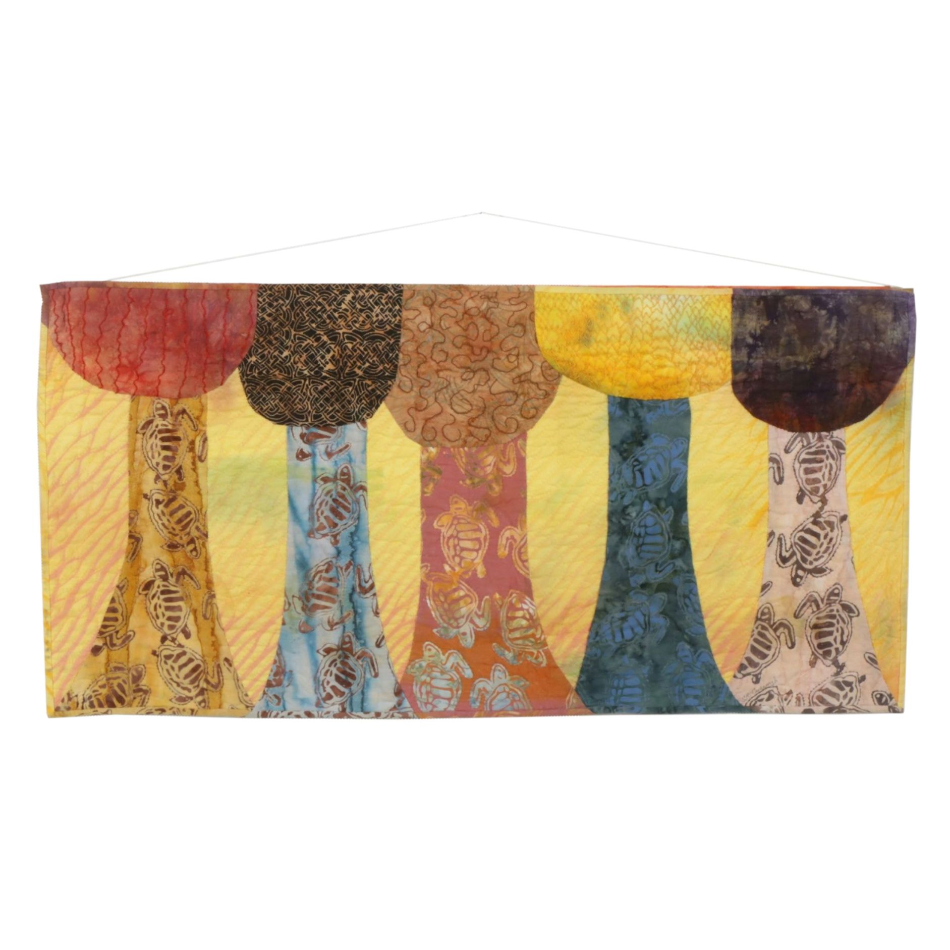 Sue Cavanaugh Bali Inspired Embroidery & Batik Quilted Wall Panel, 2001