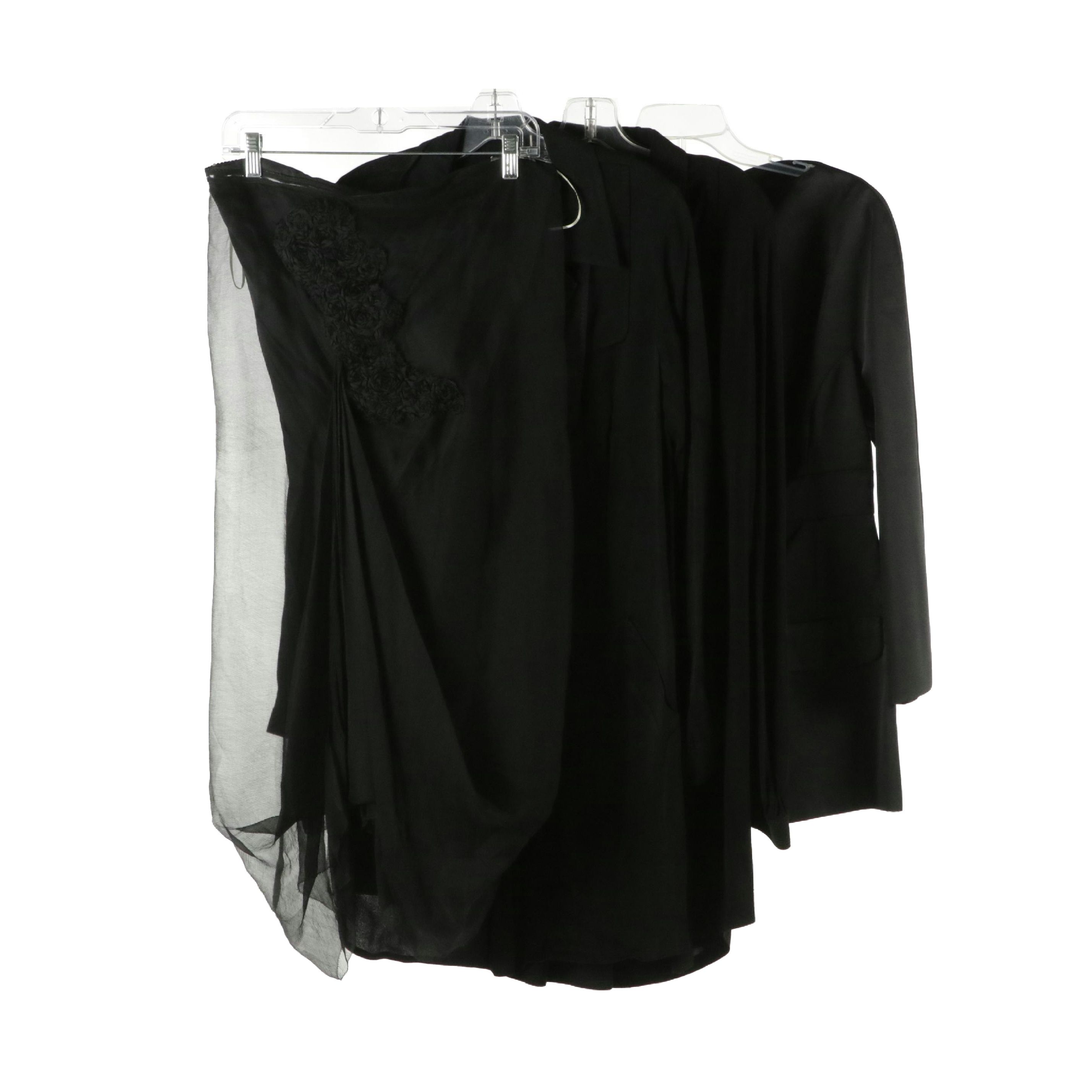 Leon Max Black Shirt Dresses, Strapless Draped Silk Mini Dress & Tailored Jacket