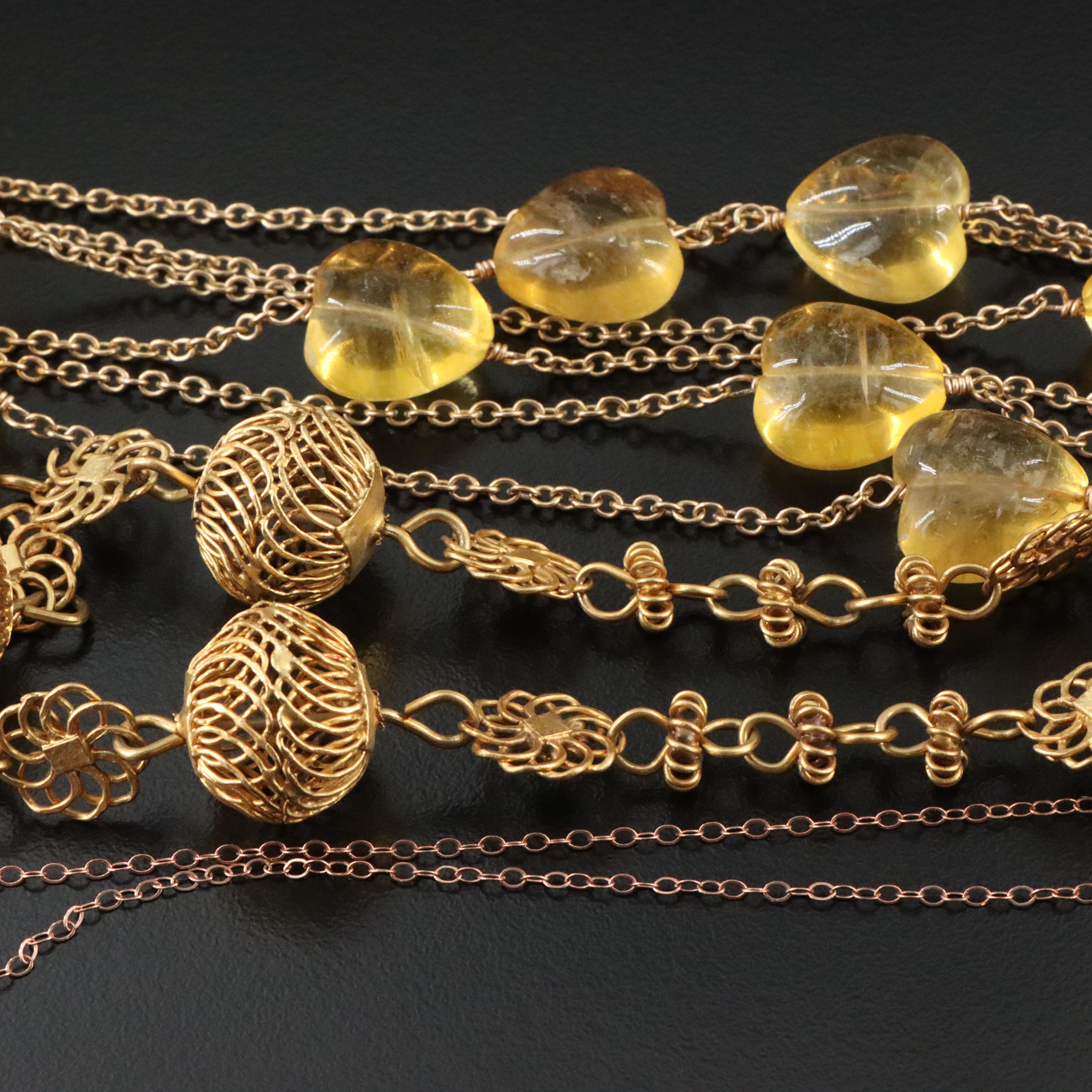 Gold-Filled Opal, Vanessa Tosoni Citrine and Tamoborin Necklaces