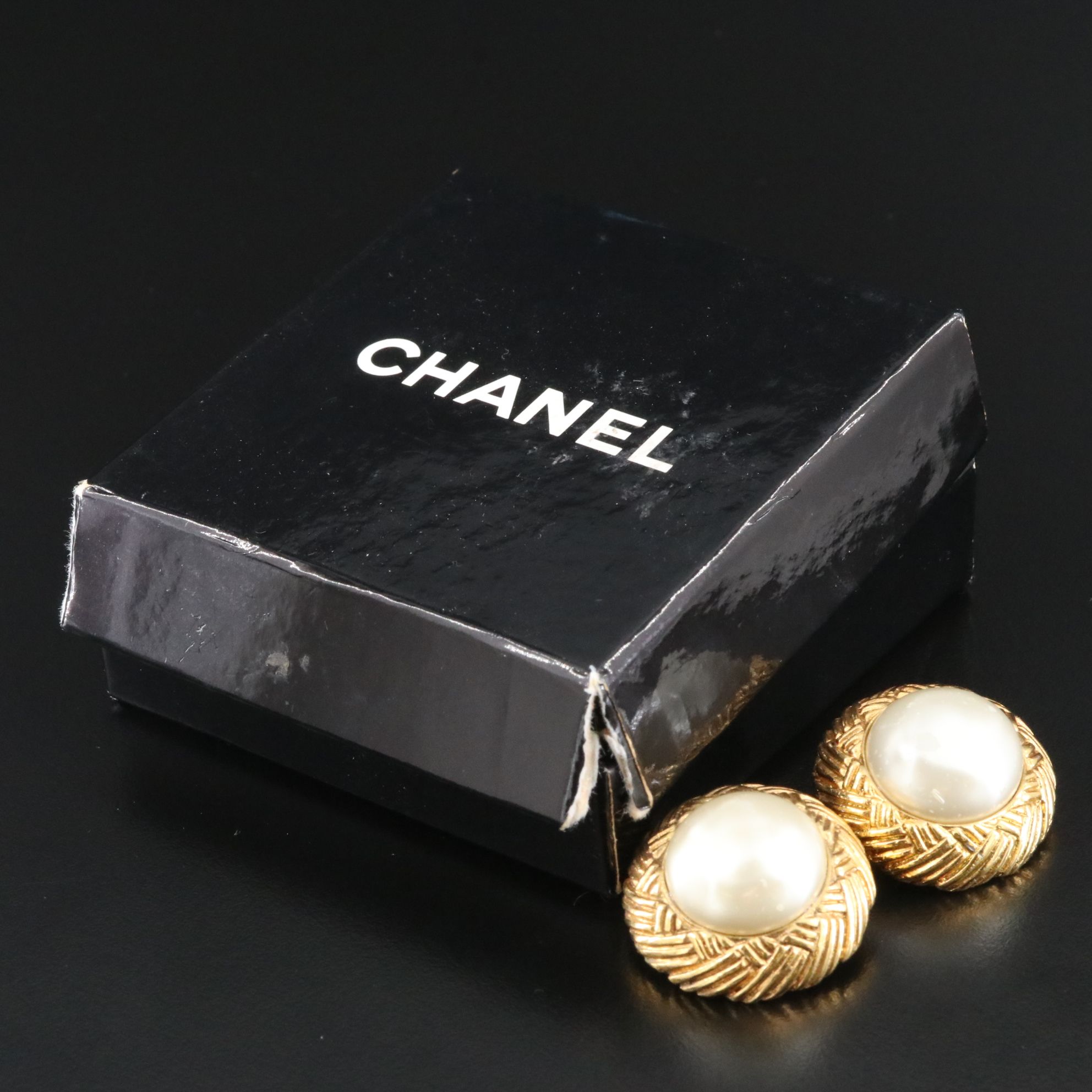 Chanel Glass Pearl Earrings
