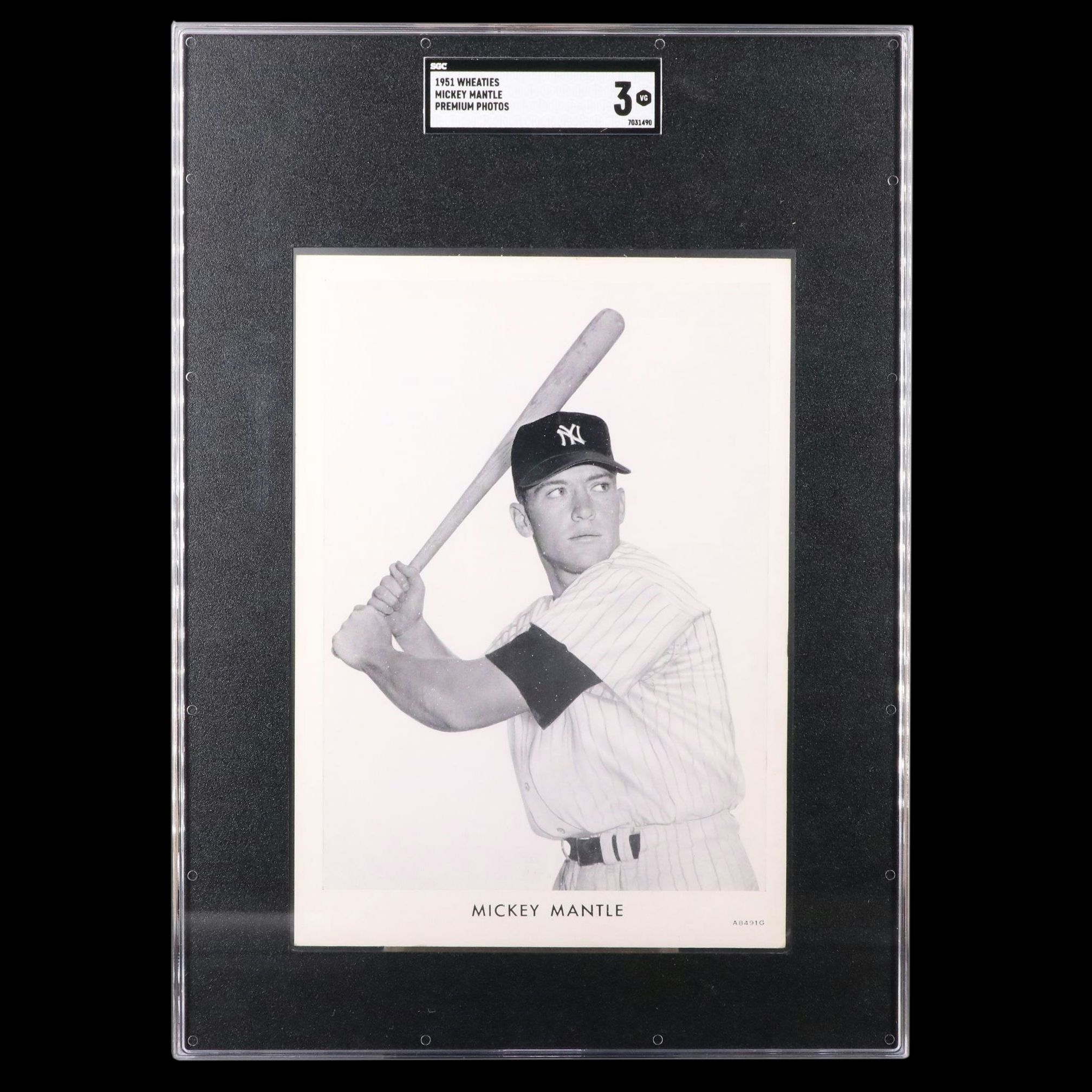 1951 Wheaties Mickey Mantle Rookie Year Premium Photo Graded SGC 3
