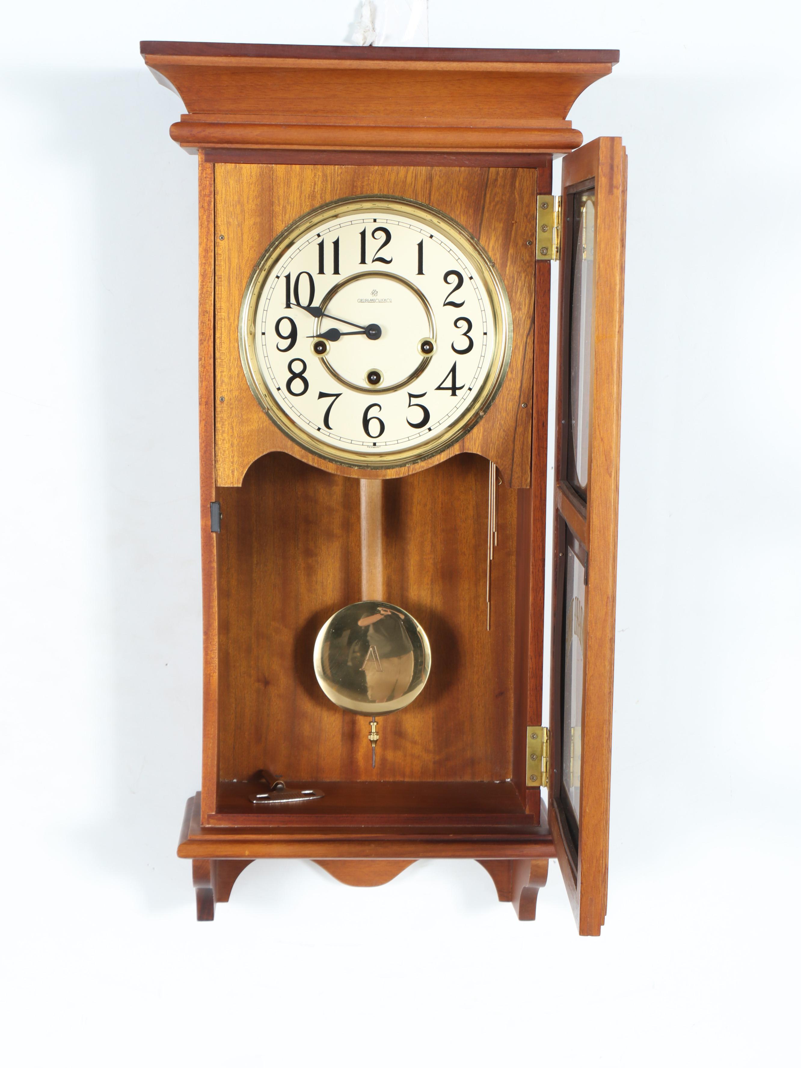 George Blake Clock Co. German Standard Time Wood Wall Clock
