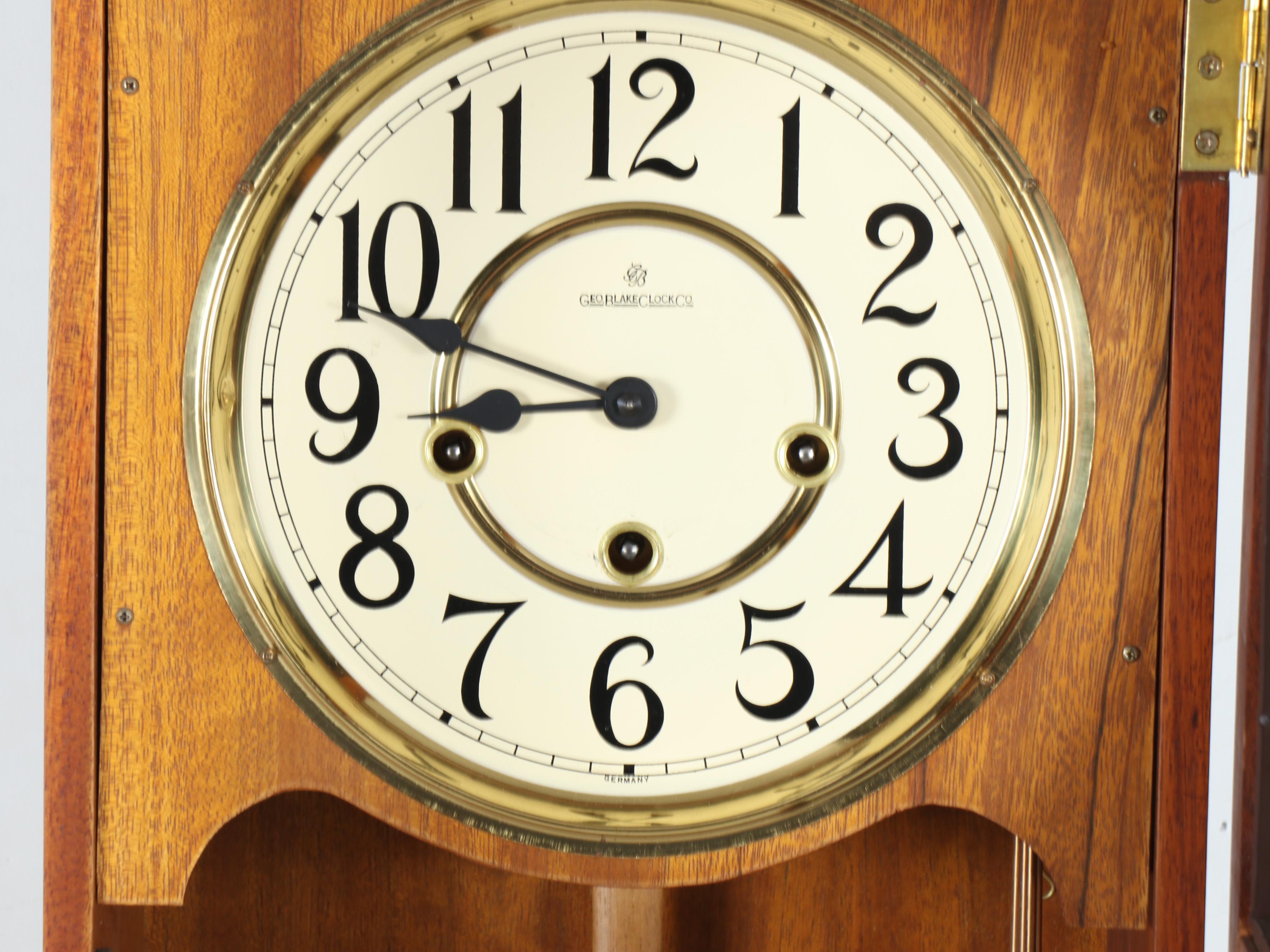 George Blake Clock Co. German Standard Time Wood Wall Clock