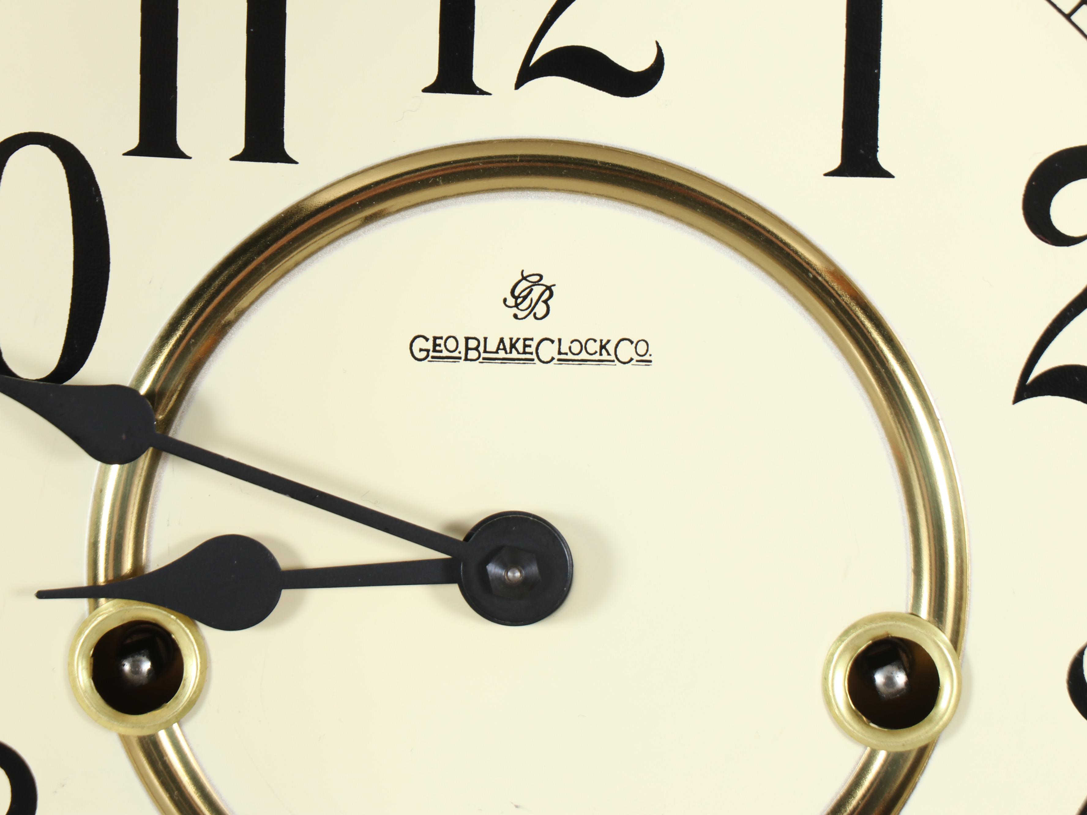 George Blake Clock Co. German Standard Time Wood Wall Clock