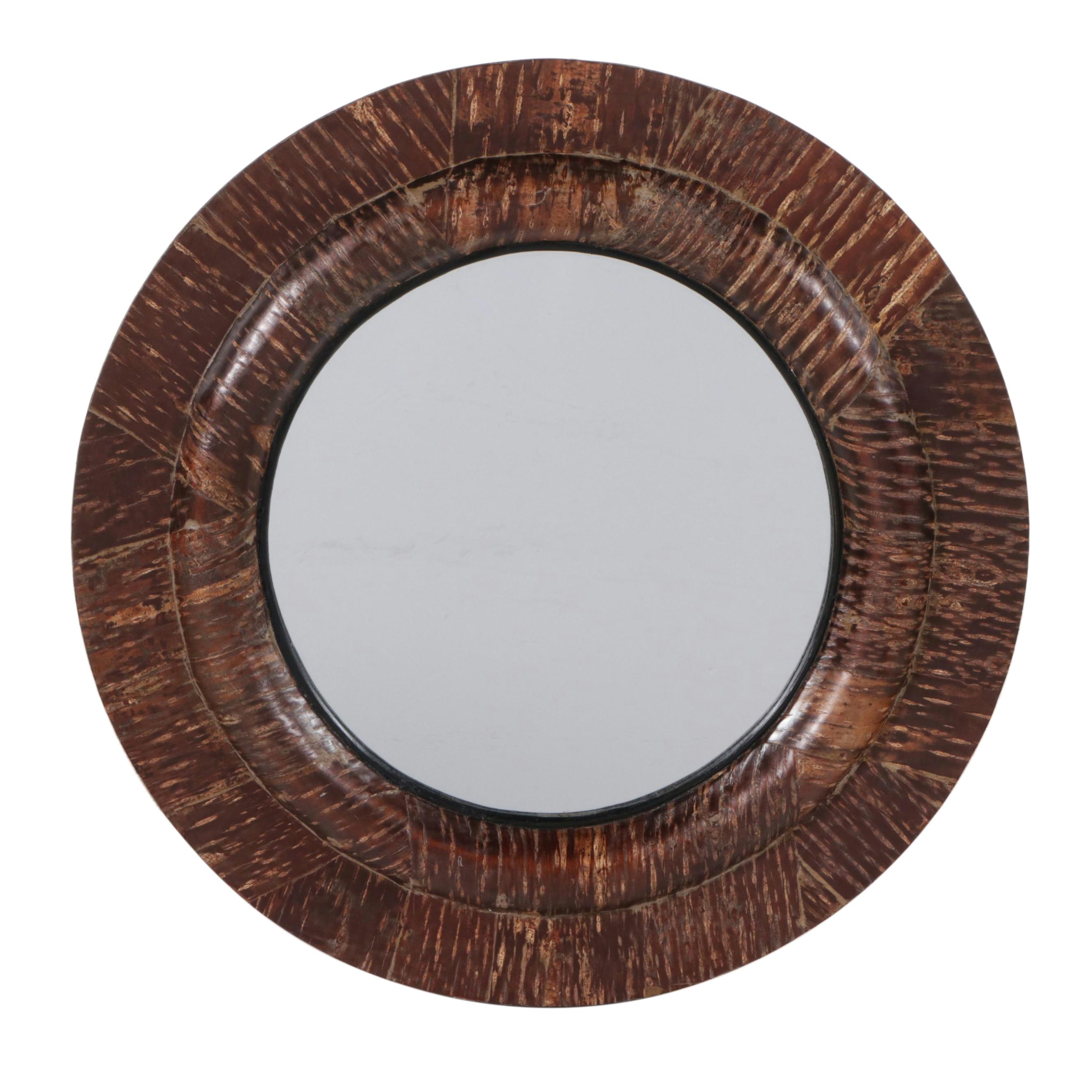 Pottery Barn Circular Bark Wrapped Wall Mirror