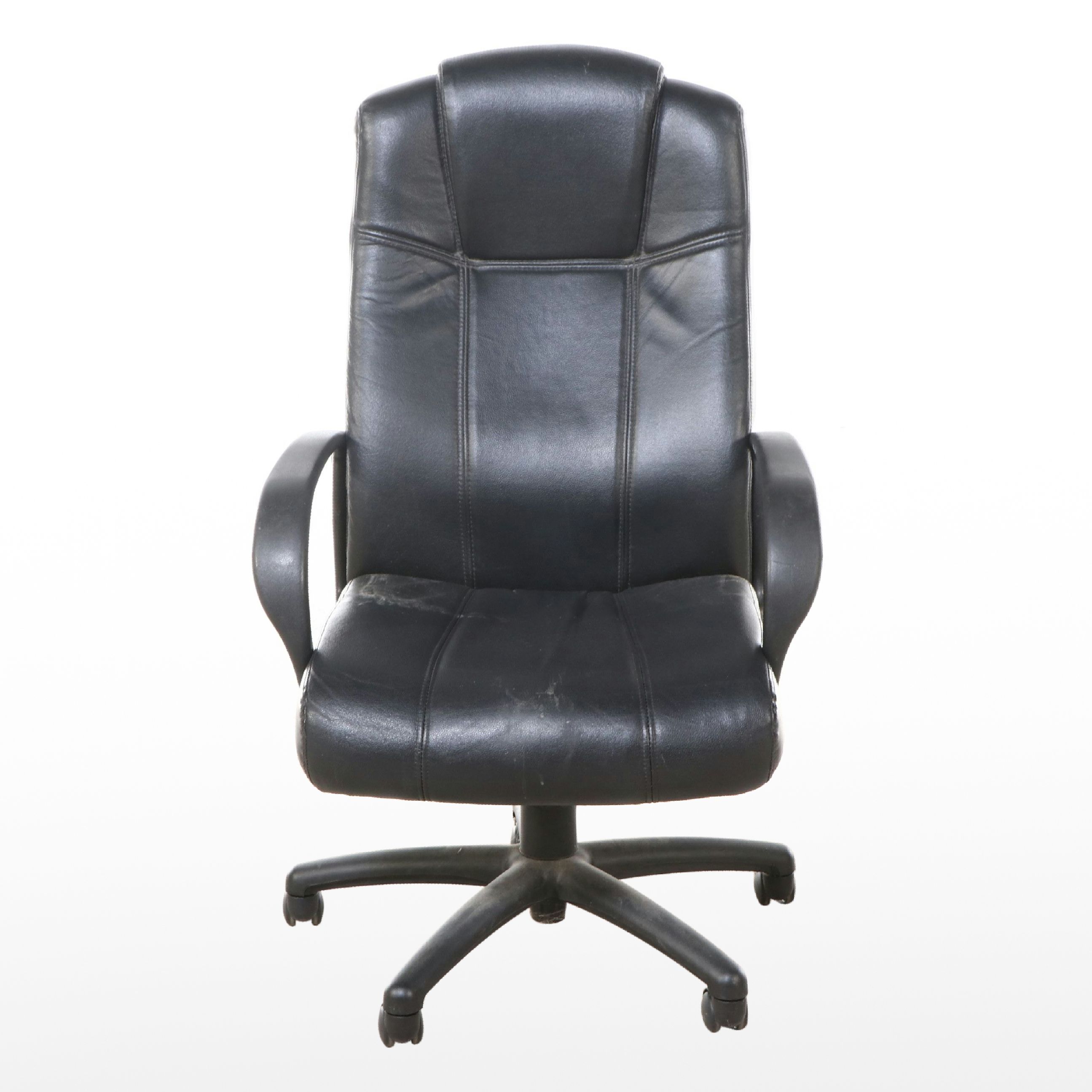 Contemporary Black Faux Leather Upholstered Office Chair