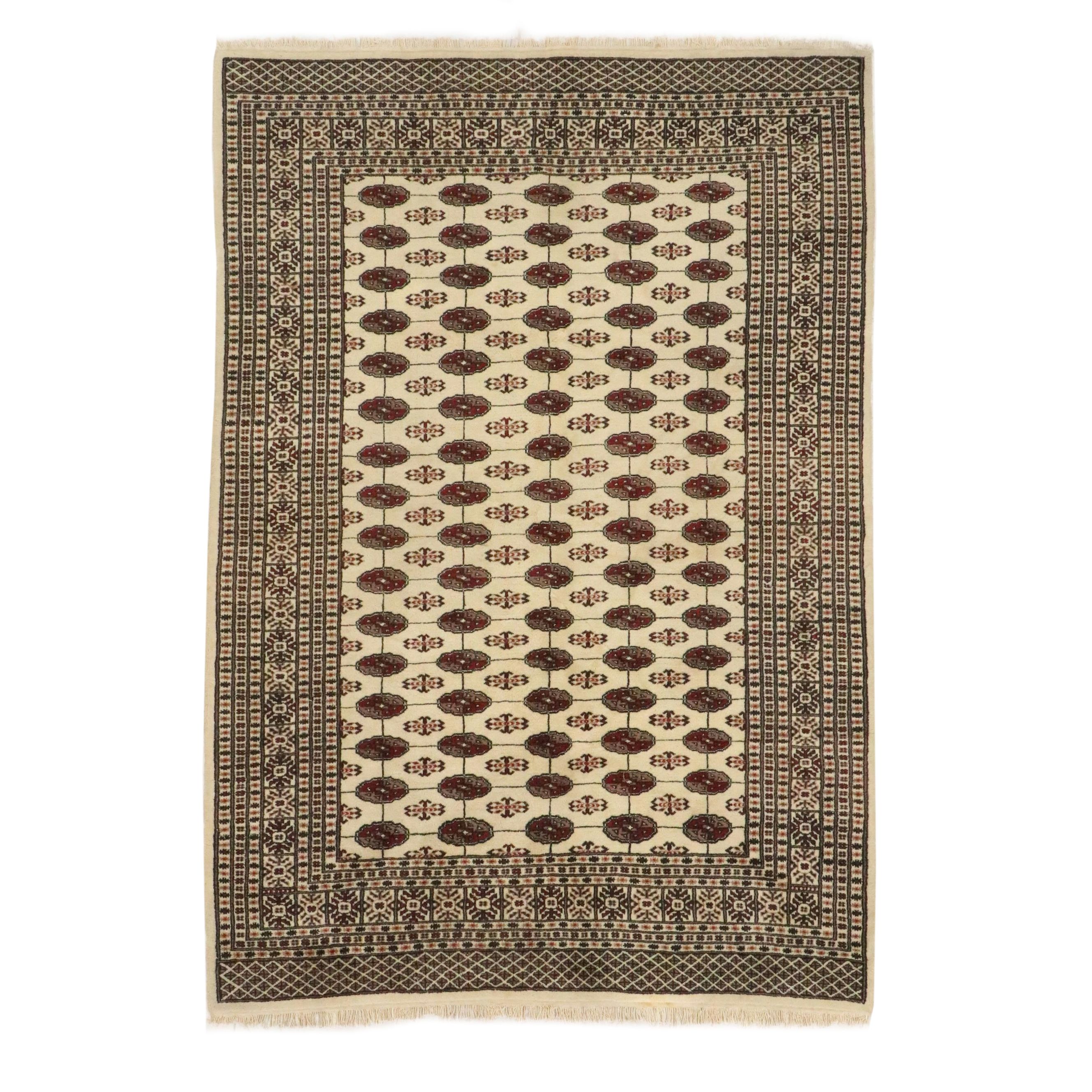 6'2 x 9' Hand-Knotted Pakistani Bokhara Area Rug