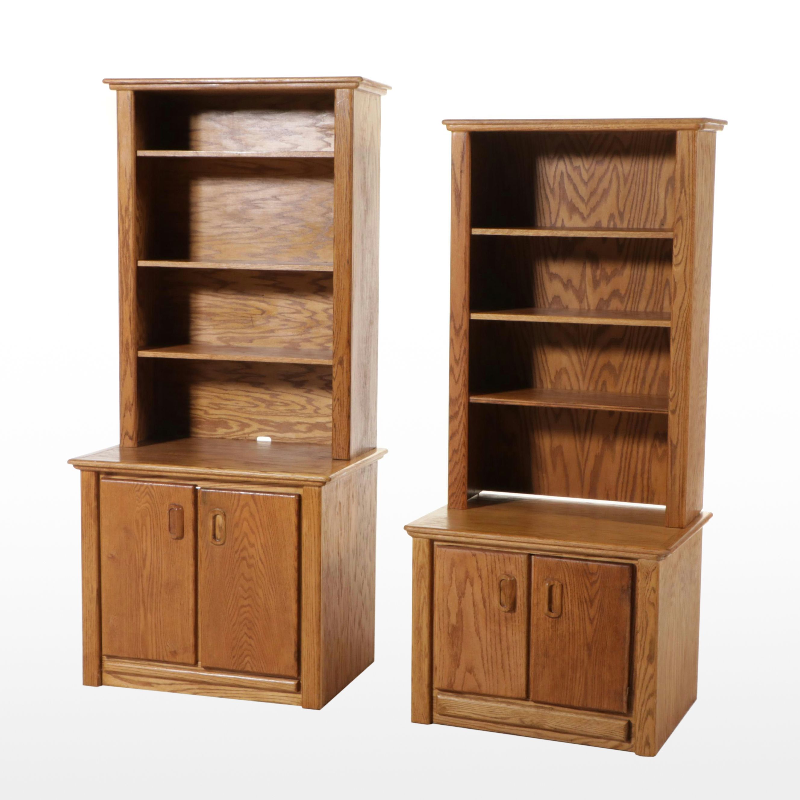 Two Modernist Style Oak Cabinets, Late 20th Century