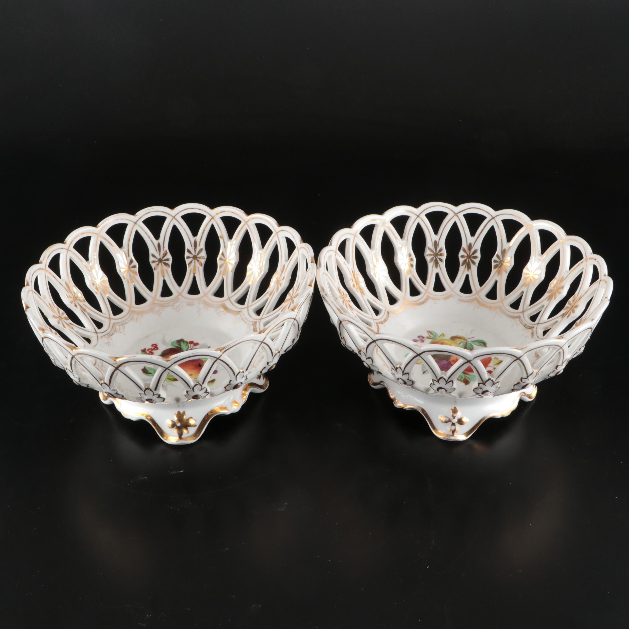 Carl Tielsch Porcelain Open Border Fruit Bowls, Late 19th Century