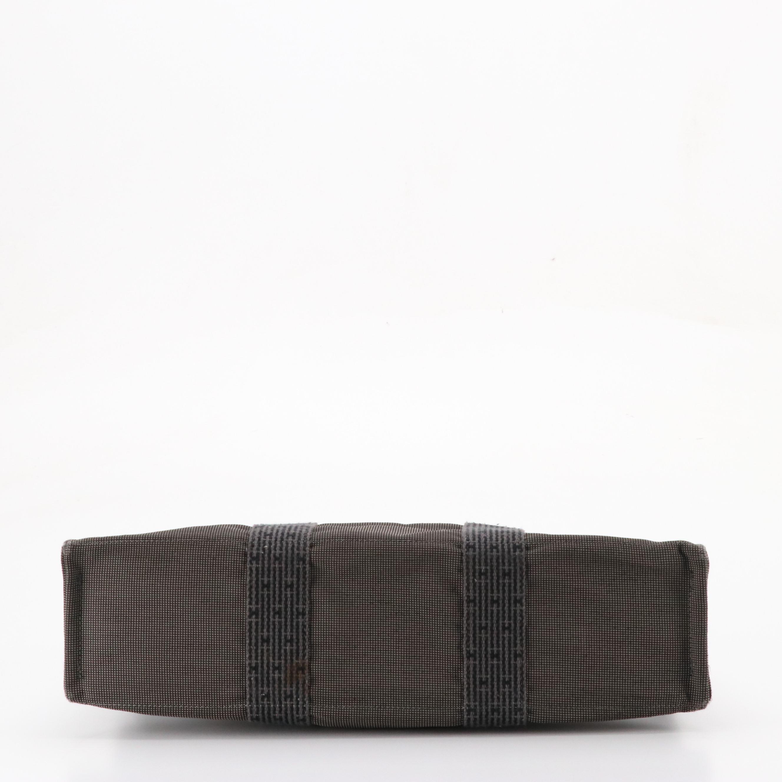 Hermès Herline Fourre-Tout MM Zip Tote in Grey and Black Nylon Canvas